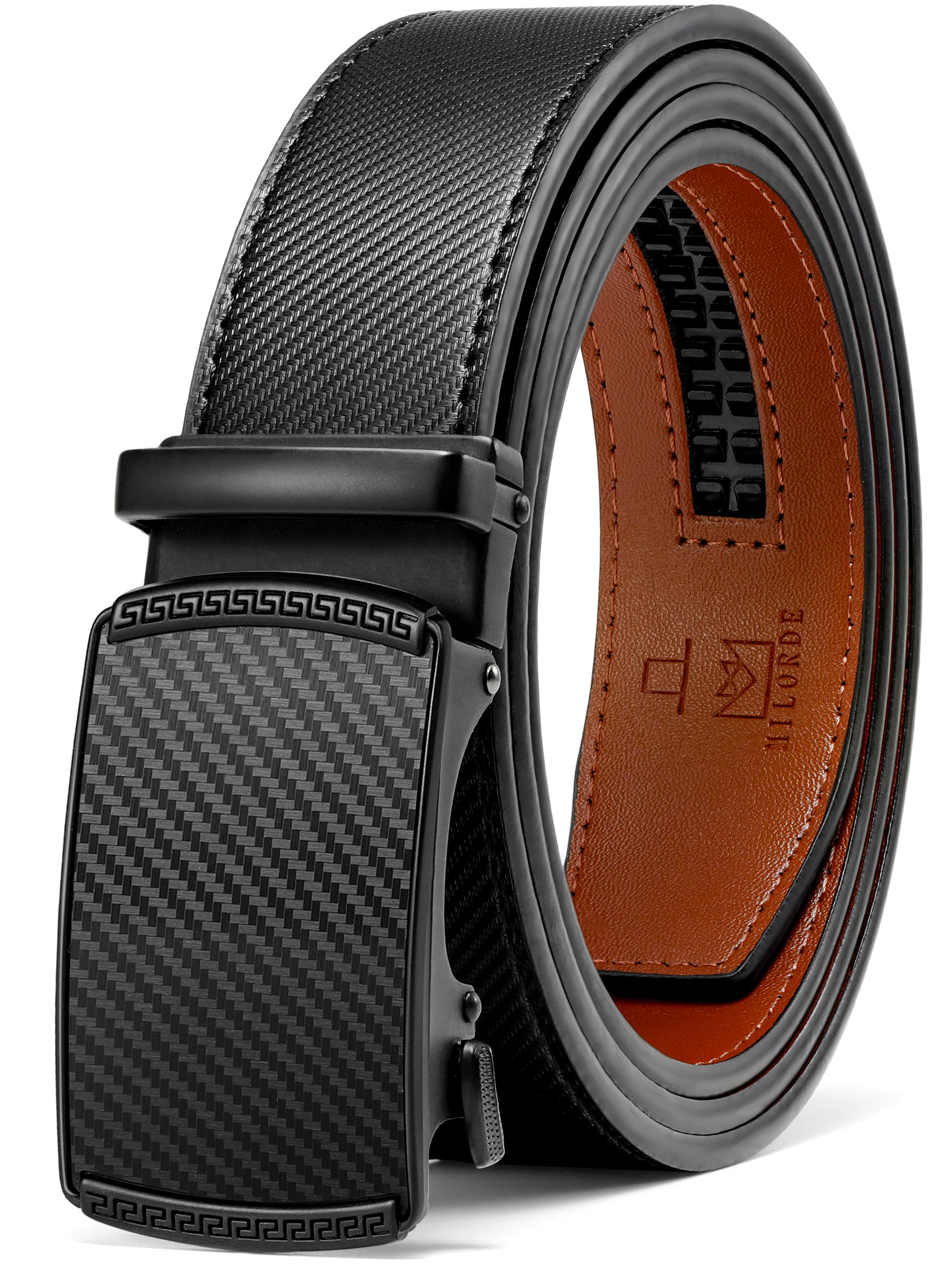 Milorde Men's M801-Black Dress Belts For - Ratchet Leather Belt 1 3/8" For Dress & Jeans (32" To 38" 115)