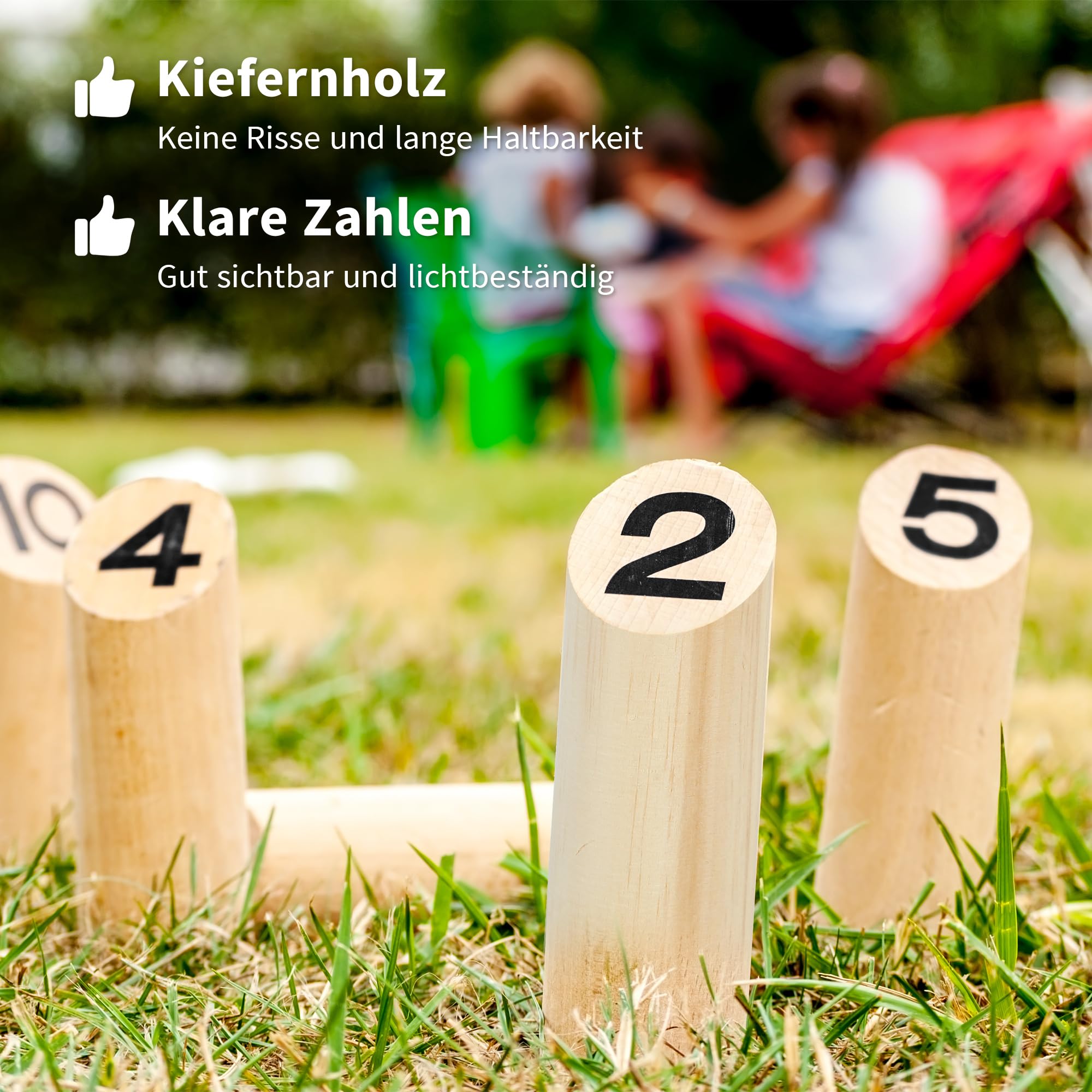 SPORTNOW Mölkky Gioco di lancio in legno Kubb gioco vichingo con 12 skittles, 1 piano, per famiglia, gruppi di giardino, picnic, spiaggia, tempo libero