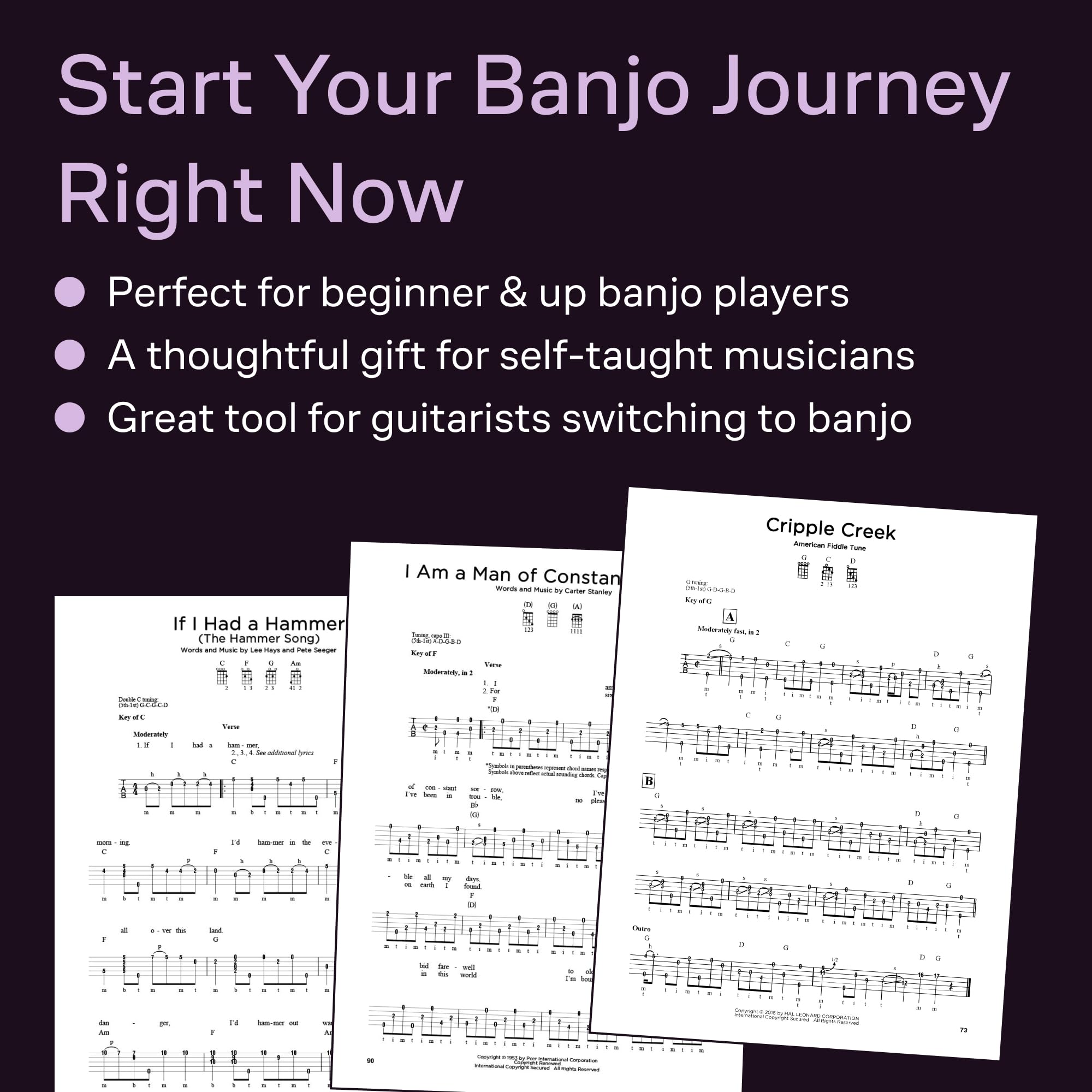 First 50 Songs You Should Play on Banjo | Recueil de Chansons et Partitions Banjo 5 Cordes Débutant Avancé | Folk Rock Country Tablature | Take Me Home Country Roads Blowin' in the Wind Cripple Creek