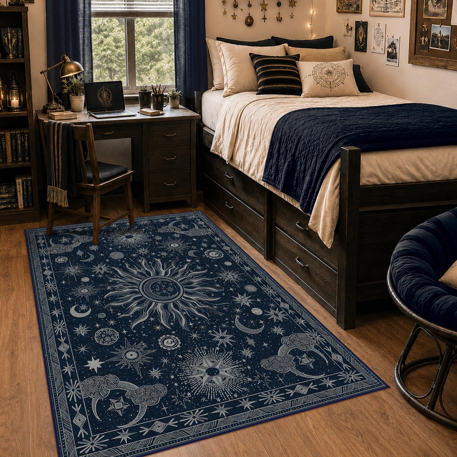 Meejou 4x6 Sun and Moon Celestial Rug