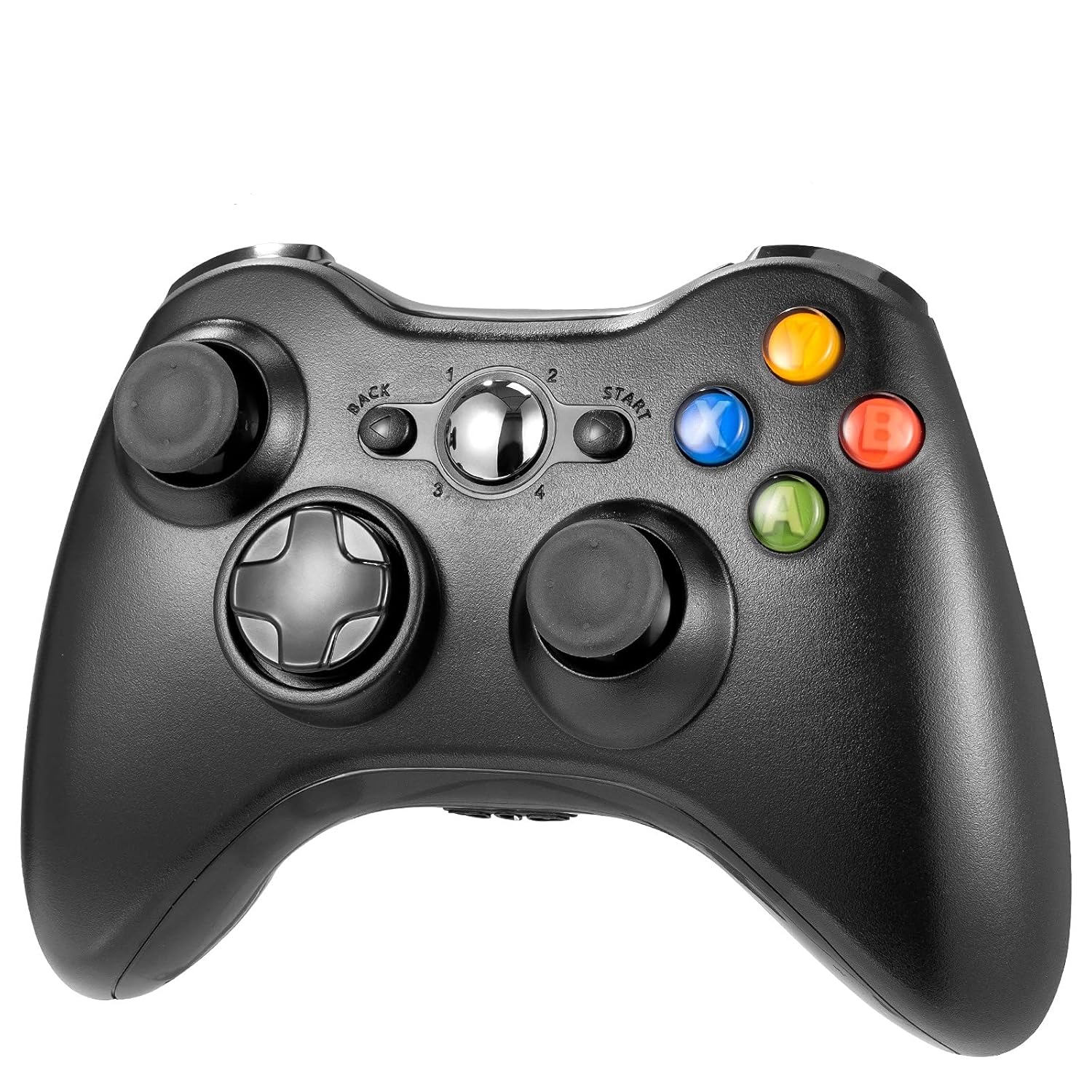 YHT Xbox 360 Controller, 2.4G Wireless Controller Gamepad Remote with Double Shock Vibration for Microsoft Xbox 360 Slim Console PC Windows 7 8 10 (Black)