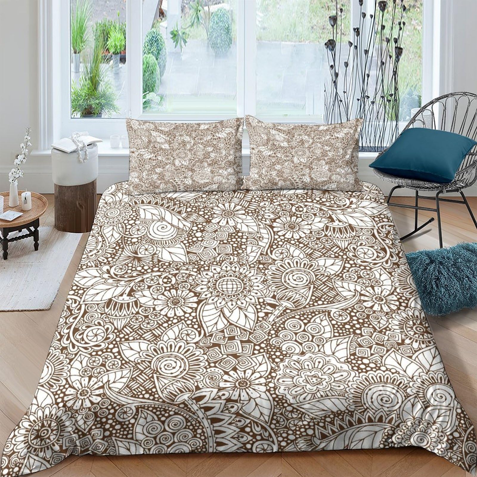 Paisley for Teens And Adults Quilt Cover Duvet Cover Comforter Covers 3D Print Bedding Set Soft Microfiber with Zipper Closure with Pillow Cases 3 Pieces King（220x240cm）