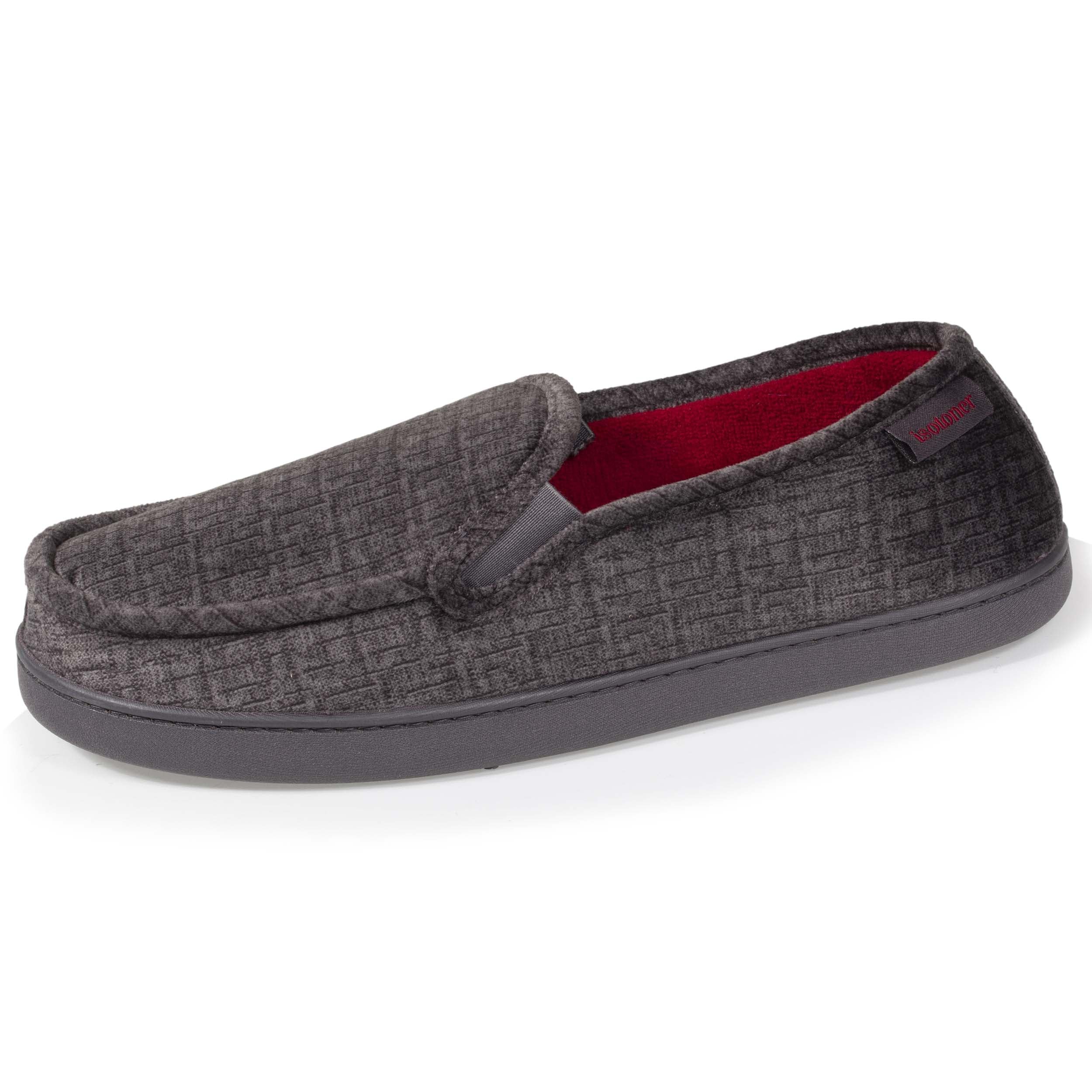 Isotoner Chaussons pantoufles Mocassins homme velour ultra doux, 46 EU, gris