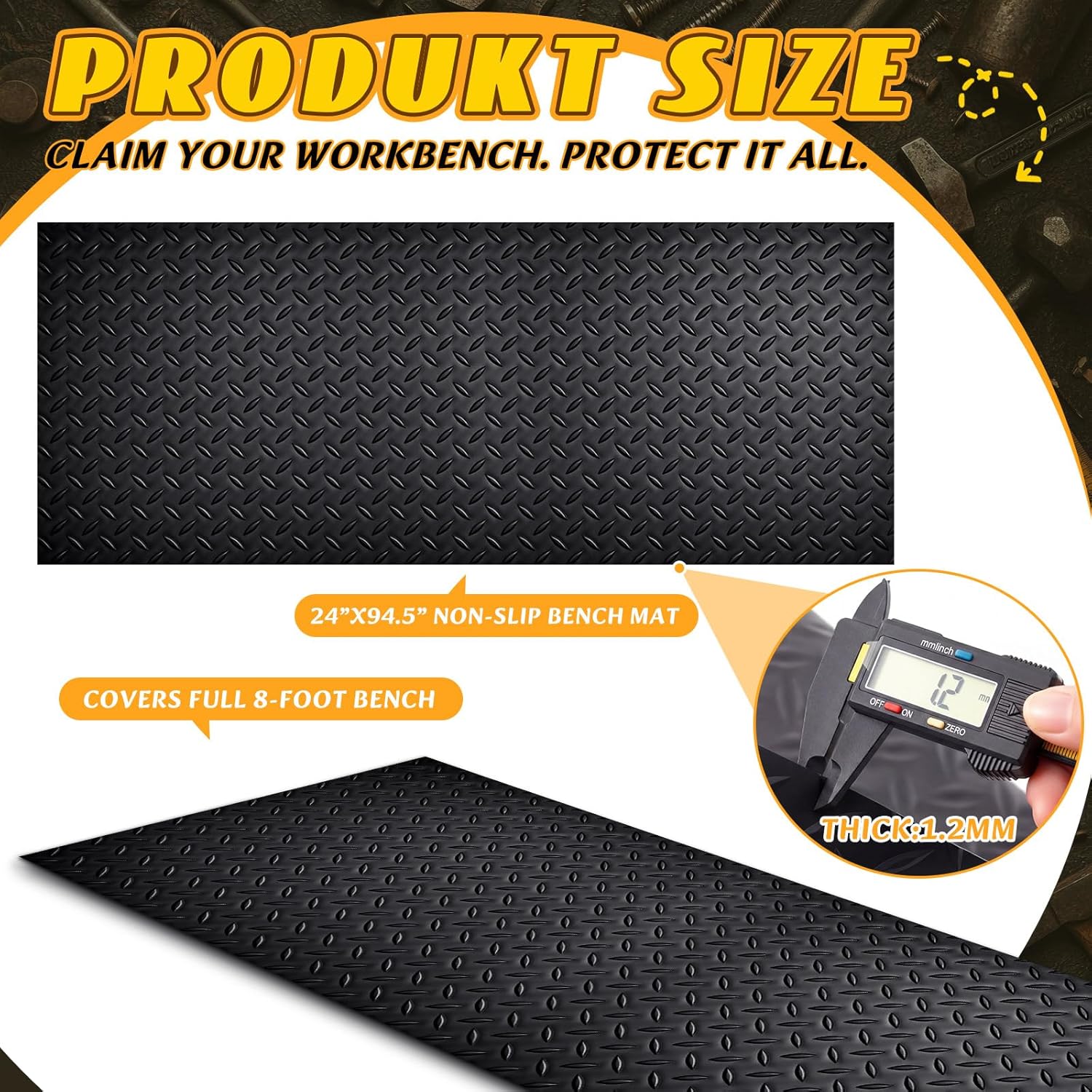 Leinuosen Extra-Long Workbench Mat 24" x 94.5", Scratch-Resistant PVC Work Bench Pad, 1.2 mm Thick Non-Slip Textured Surface for Woodworking, Painting, Crafting, DIY Table Protection