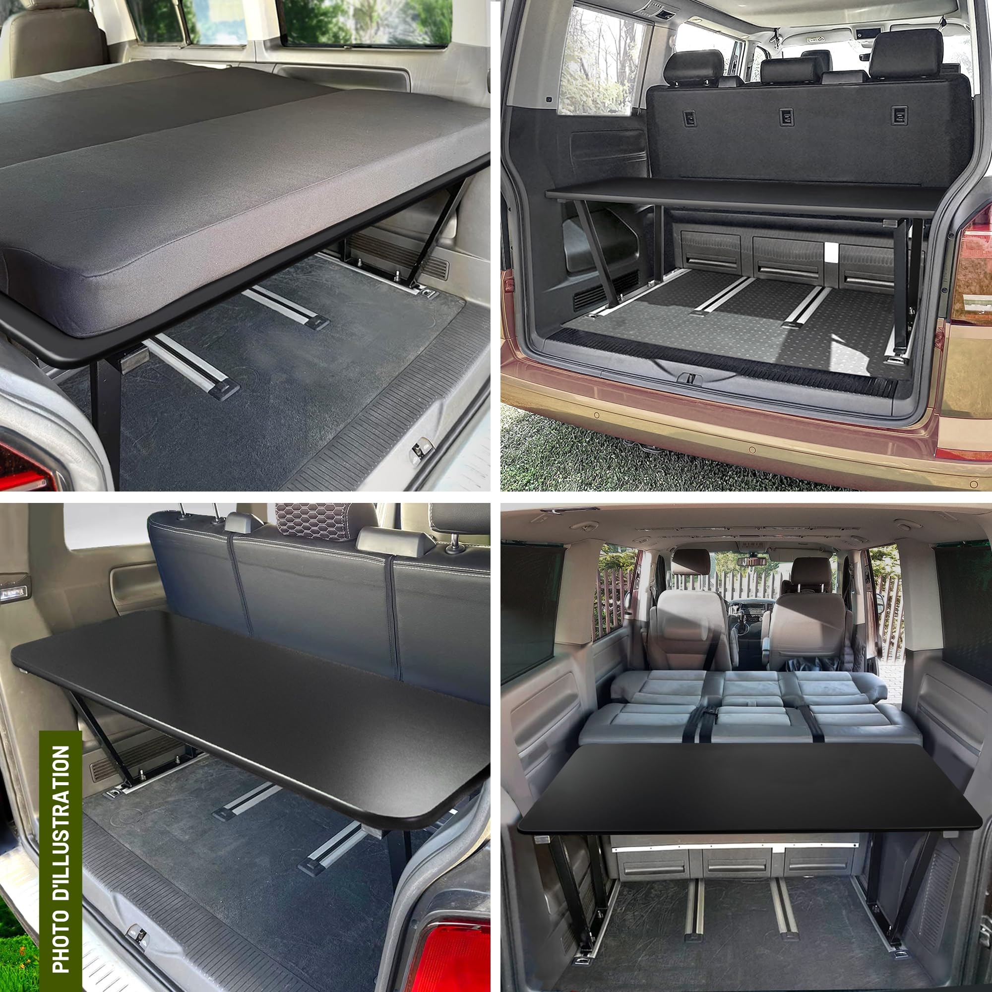 CHROMEMASTER | Compatible avec Mercedes Vito W447 2014+ | Lit Pliant pour Voiture, Extension Multiflexboard pour Camping-Car, Étagère | Accessoire de Camping