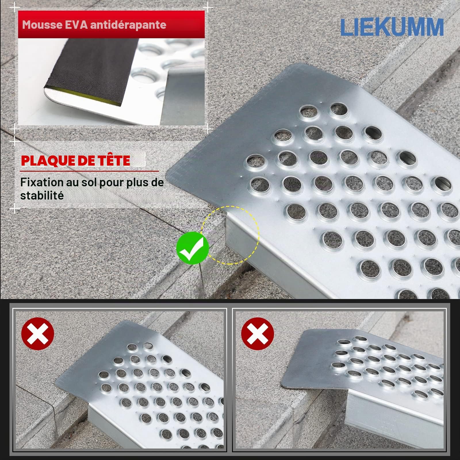 LIEKUMM Rampe de Chargement Moto, 120cm Rampe d'accès, Capacité de 300 kg Rampe pour Moto, ATV, Camion, Quad, Tondeuse, 1 pièce