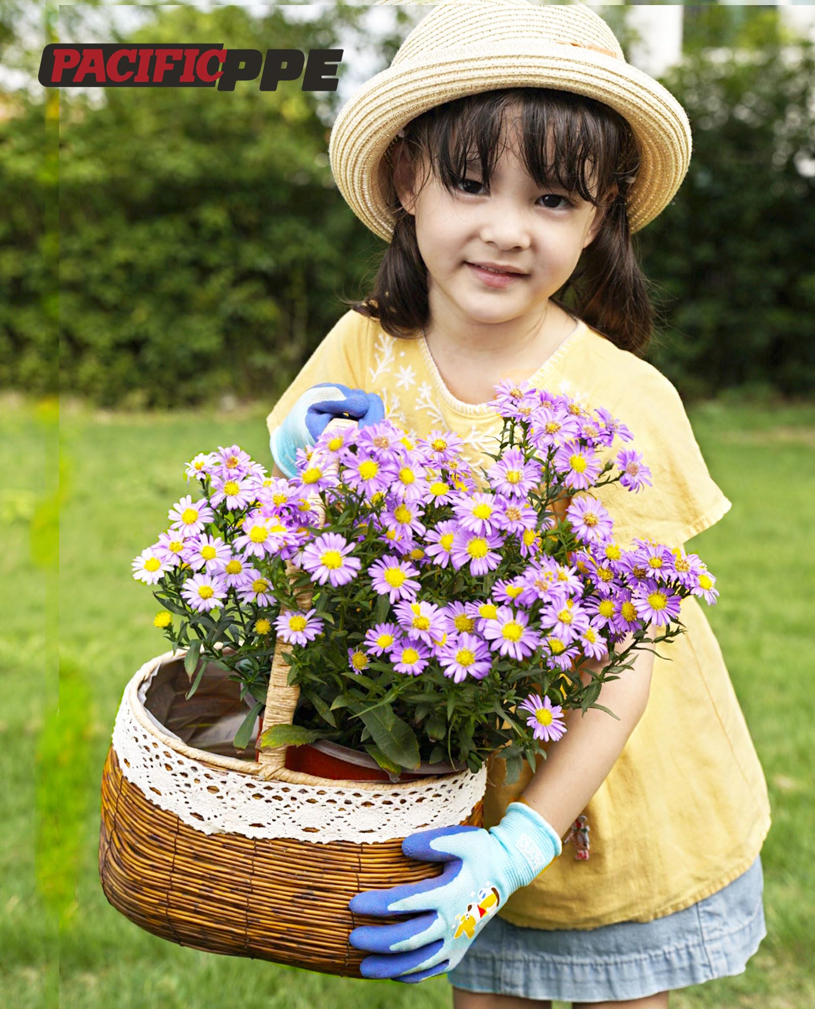 PACIFIC 3 Paia Guanti da Giardinaggio per Bambini 2-6 Anni, Guanti da Giardino in Lattice Naturale, Guanti da Lavoro Antiscivolo, per Esterni, Pittura & Fai da Te, Ragazzi & Ragazze, Multicolore, XXXS