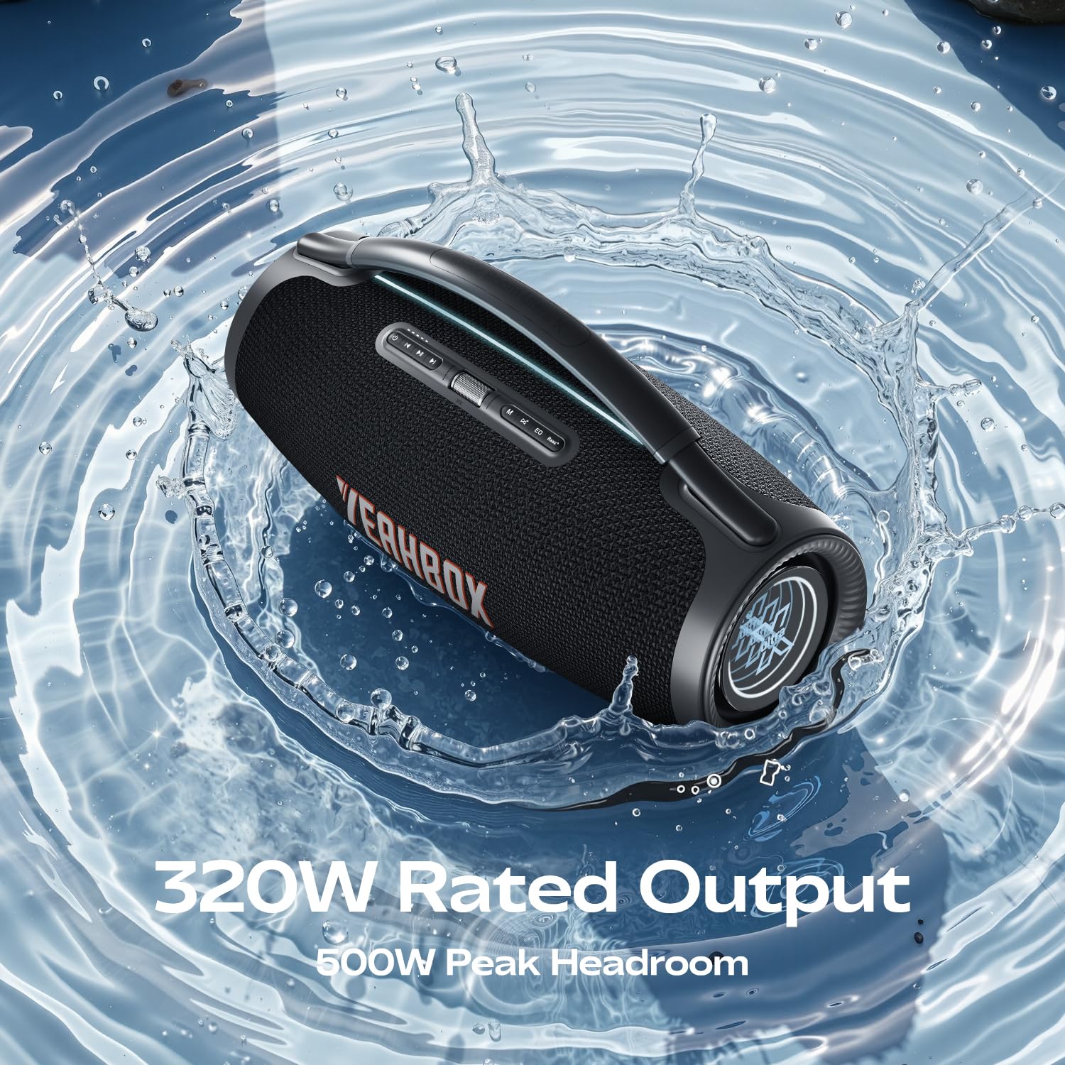 YEAHBOX Sonic Boom Ultra K Karaoke Lautsprecher Bluetooth 320W RMS 3-Wege 5-Treiber System HDMI ARC LED TWS Schwarz