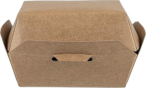 Miniatura 13 de Restaurantware Mini cajas de hamburguesas de 2.8 x 2.8 x 2 pulgadas, 100 recipientes de comida con tapa con bisagras, cajas desechables de papel