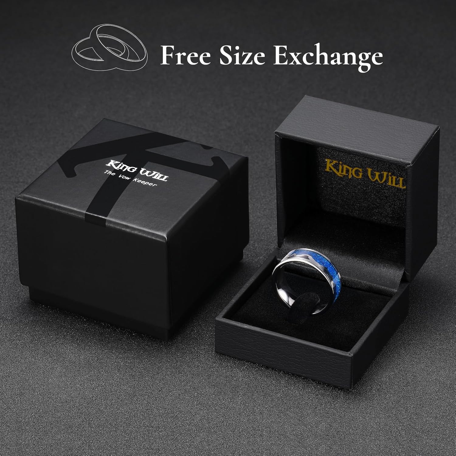 King Will 8mm Mountain Tungsten Rings, Men's Wedding Rings Flat Cut Unique Ring for Men Women, Comfort Fit, Durable
