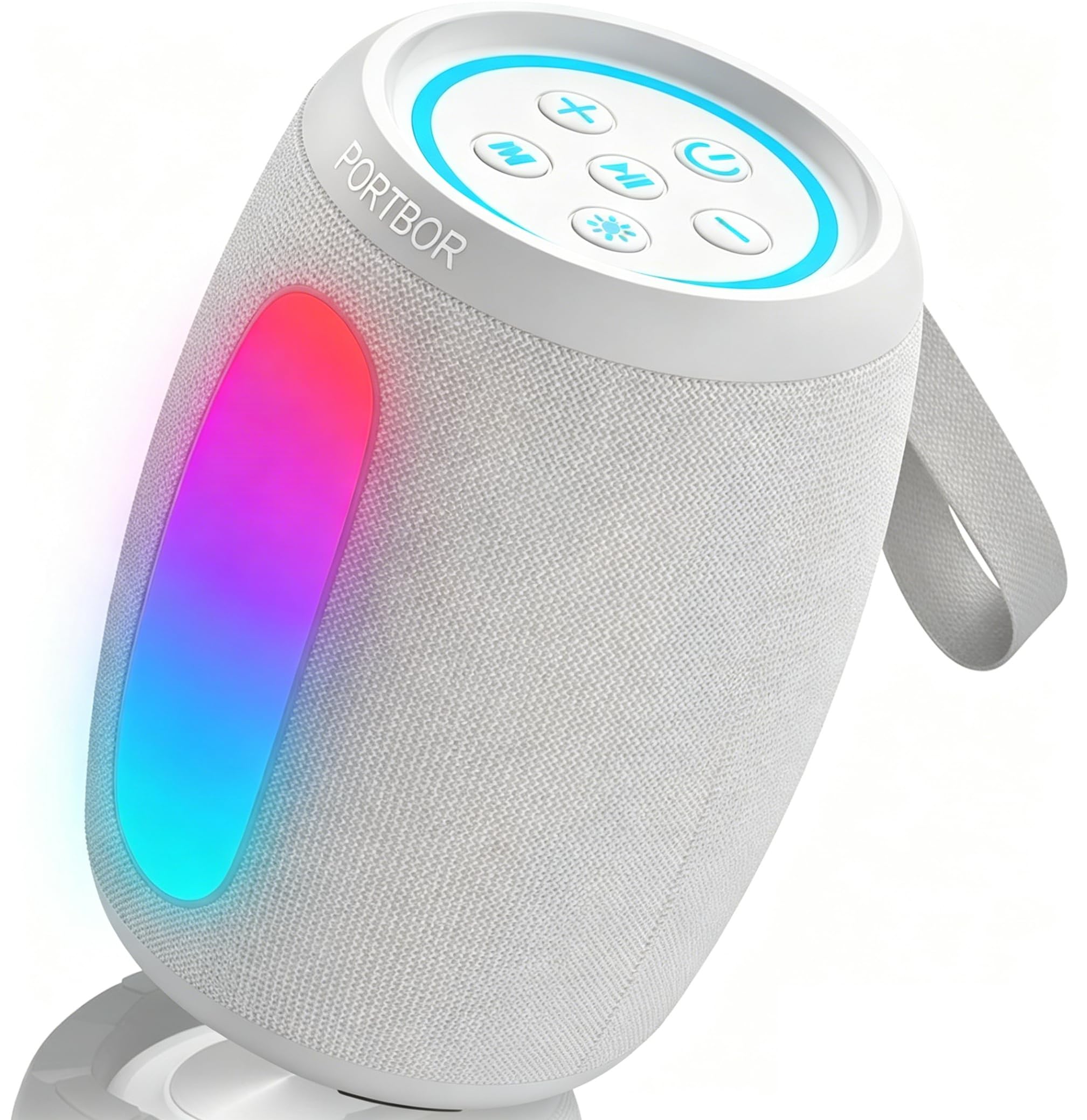 Photo 1 of Bluetooth Speaker, Portable Wireless, Powerful Stereo Sound/8 Modes Light, 36H Playtime, TWS, IPX5 Waterproof, for Outdoor/Home/Party/Camping/Beach Essentials, Gifts for Fathers Day Dad (Silvergray)