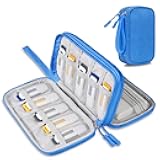 Lacdo USB Flash Drive Case Thumb Drive Holder Case Organizer Portable Electronic Accessories Storage Bag for SanDisk/SamData/Samsung USB Flash Drives Jump Drive Memory Stick, SD Card, Cable, Blue