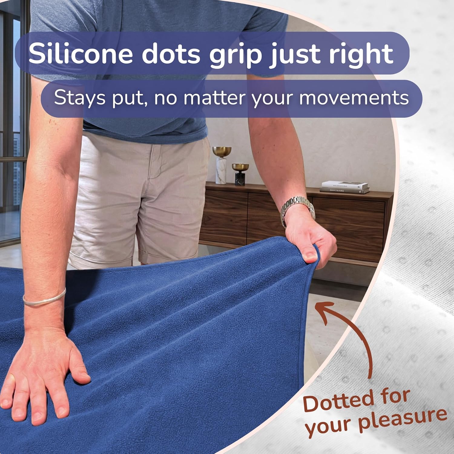 GripMe Waterproof Blanket – Leakproof Bed, Sofa and Couch Protector – Machine Washable, Silicone Dots Backing, Blue Medium 100x70cm