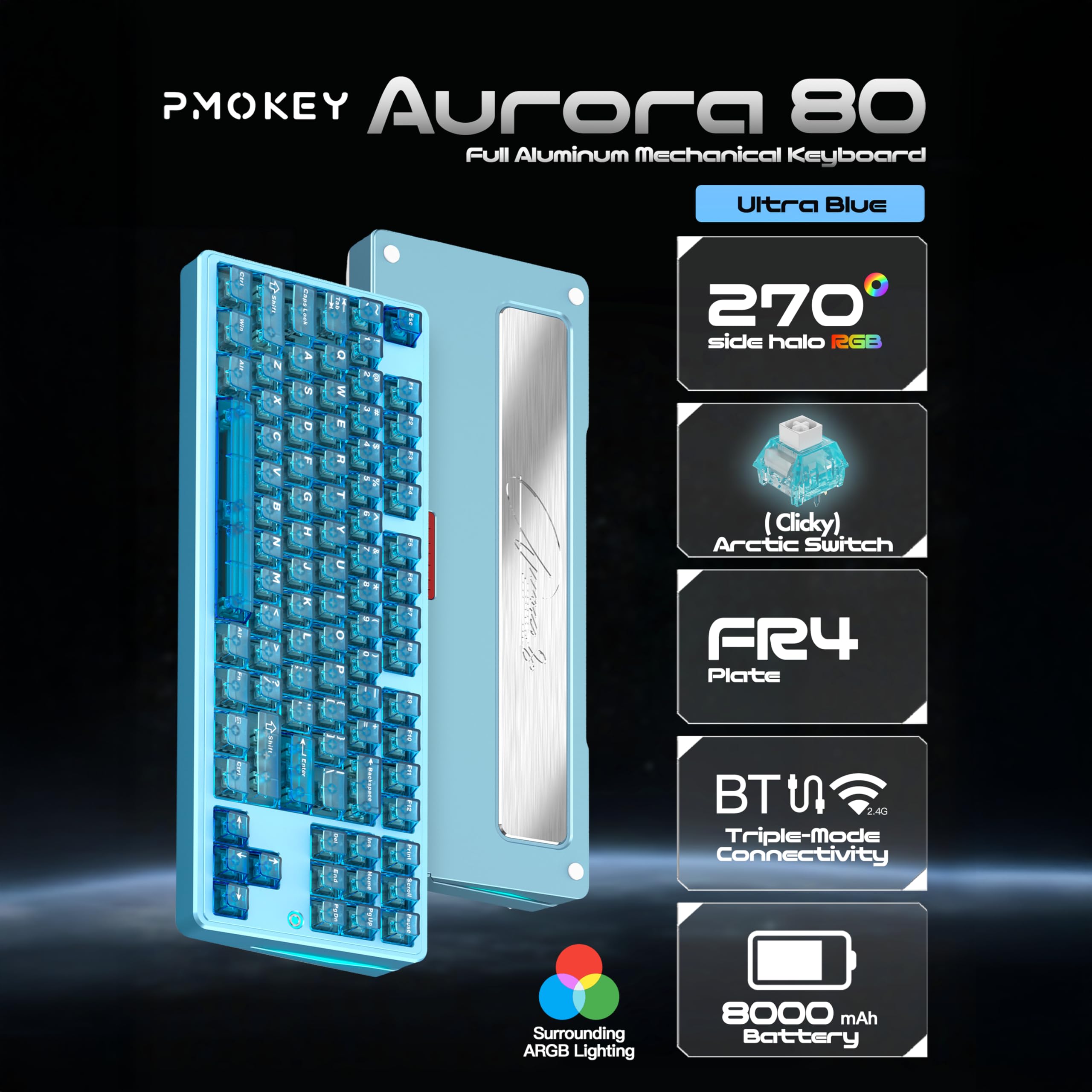 Amazon.com: PMOKEY Aurora 80 CNC Full Aluminum Wireless Mechanical