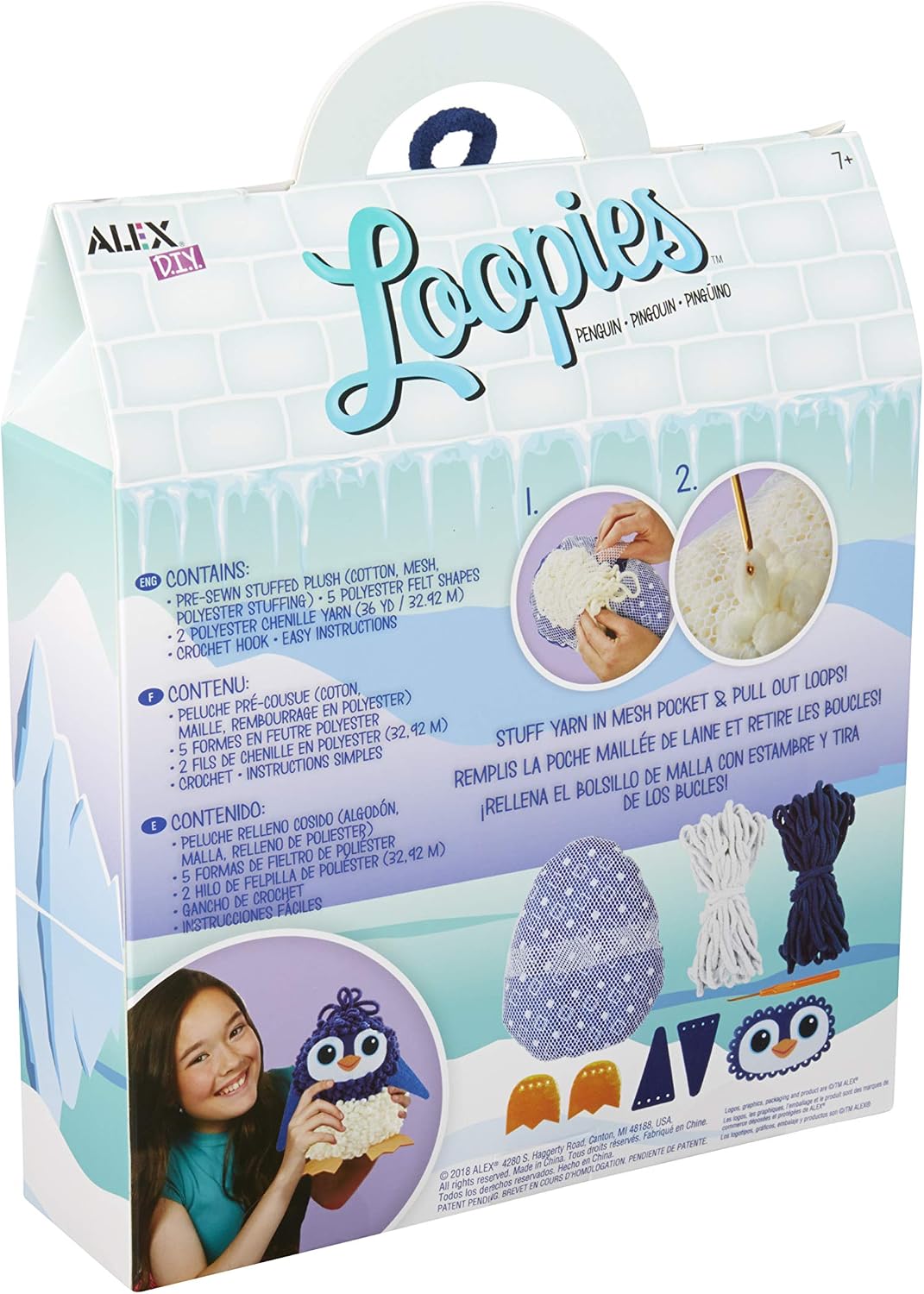 Alex Loopies Yarn and Plush Penguin Kids DIY Craft Kit