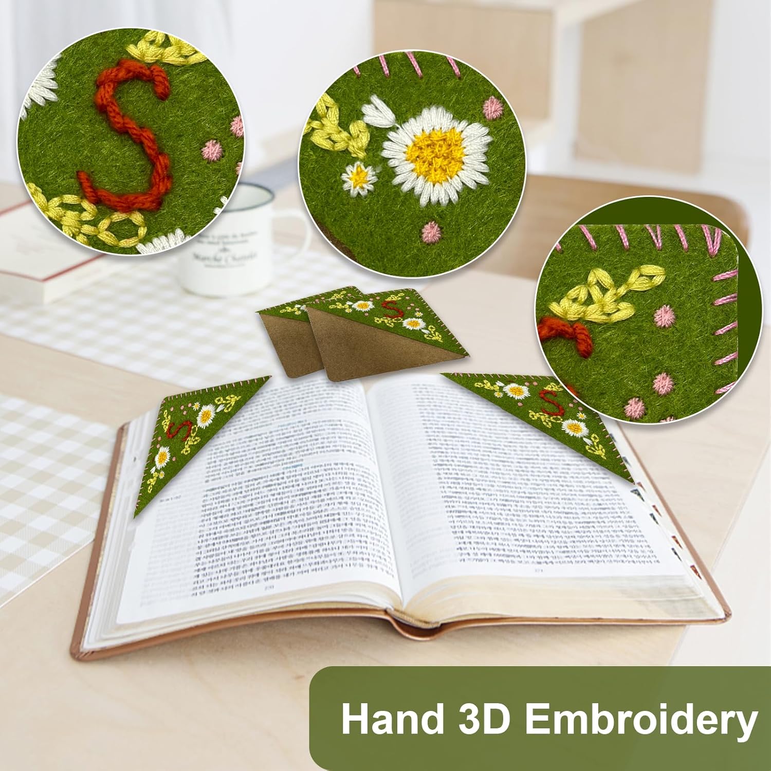 علامة مرجعية مكونة من 26 حرفًا لجميع المواسم للنساء والرجال وعشاق القراءة وهدايا لفصل الربيع والصيف والخريف والشتاء، علامة مرجعية مخصصة مطرزة يدويًا (V، خريف) - (اللون: خريف، المقاس: V)