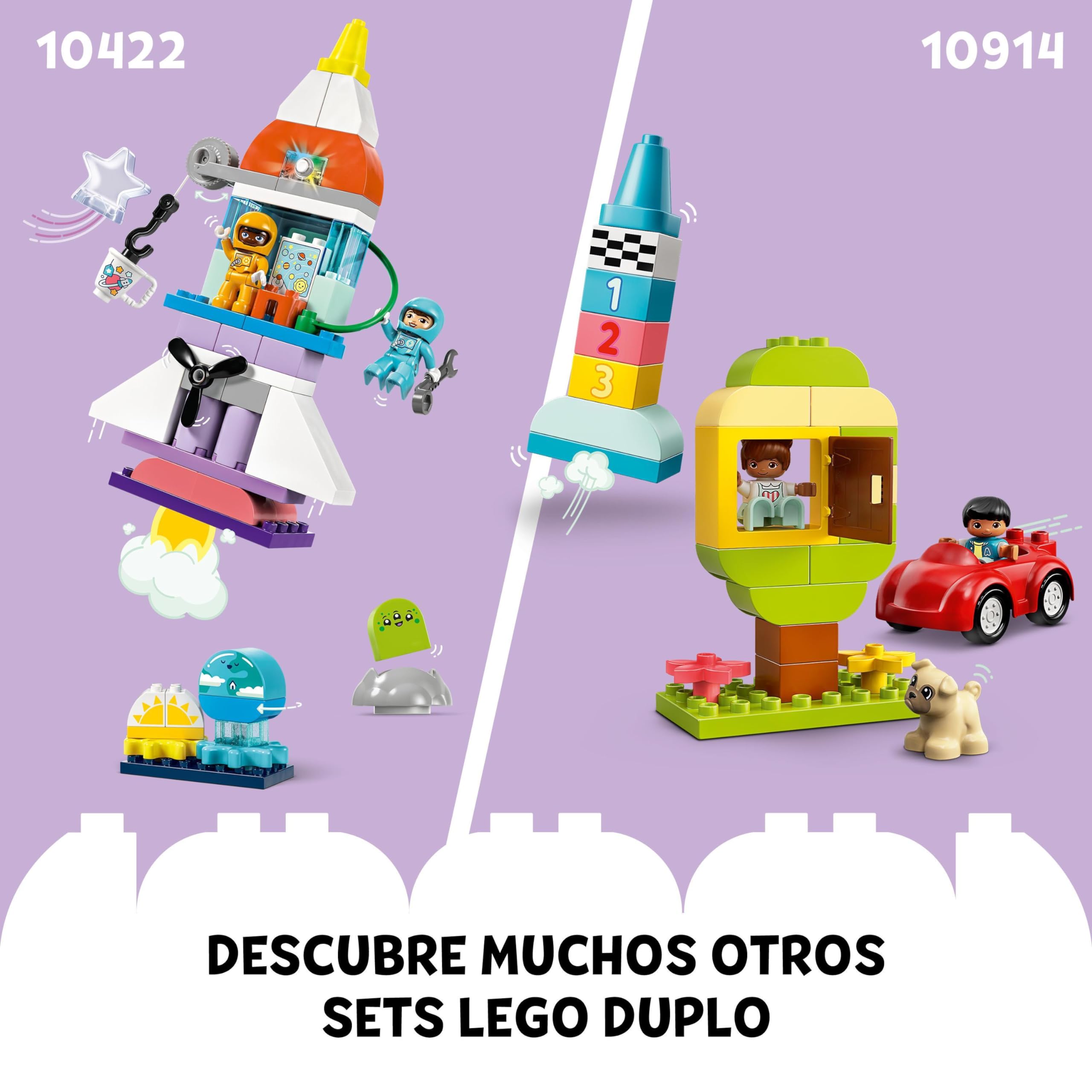 LEGO Duplo Aventura en Lanzadera Espacial 3en1, Cohete de Juguete de Construcción, Juego de Ciencia Educativo para Niños de 3 Años o Más, Desarrollo de Habilidades Motrices Finas 10422