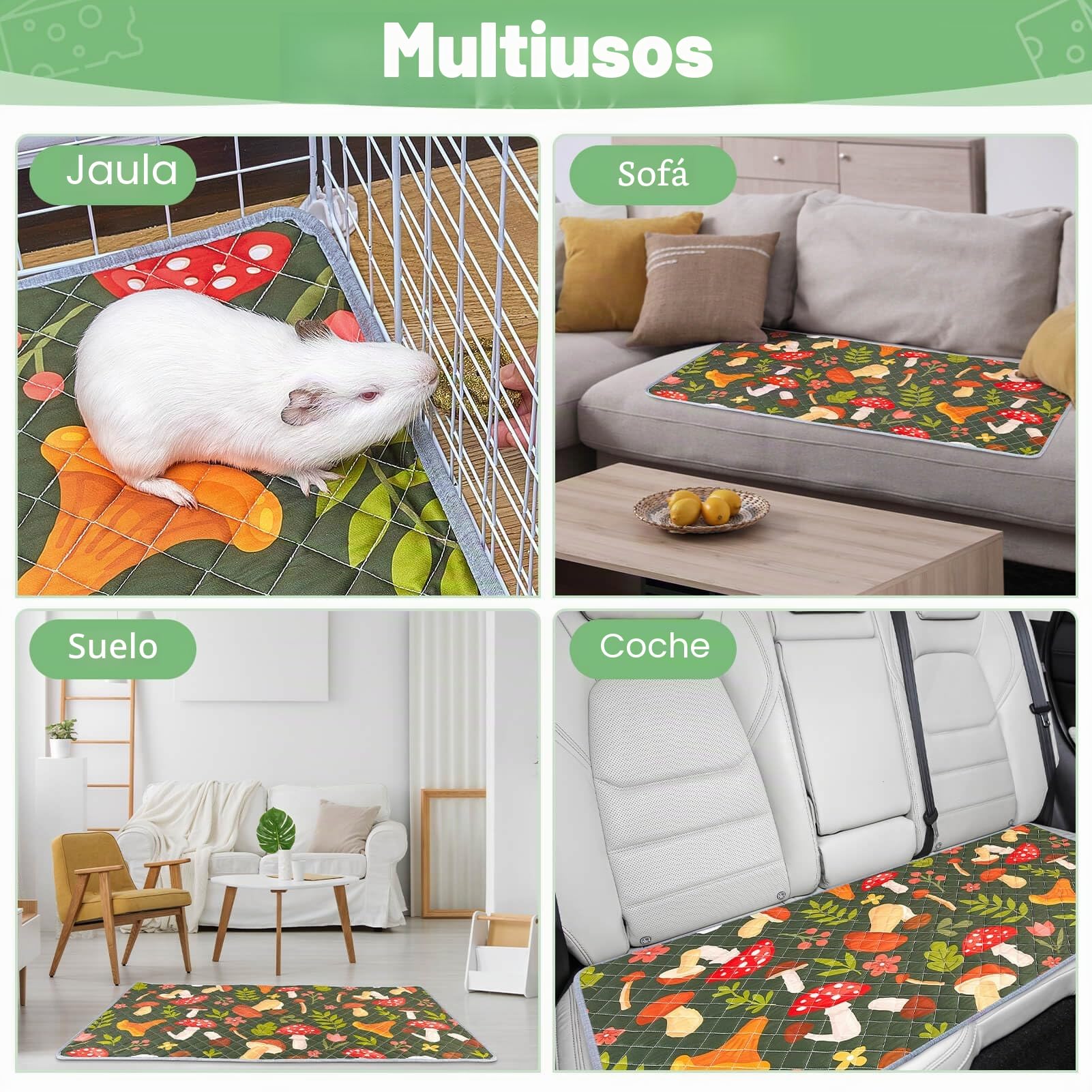 Lote De 2 Esterillas Lavables Y Reutilizables para Jaula De Cobaya, Acolchadas Y Absorbentes para Orina, para Conejos, Hámsters Y Pequeños Animales | Ropa de cama impermeable y absorbente para cobayas, para mascotas pequeñas