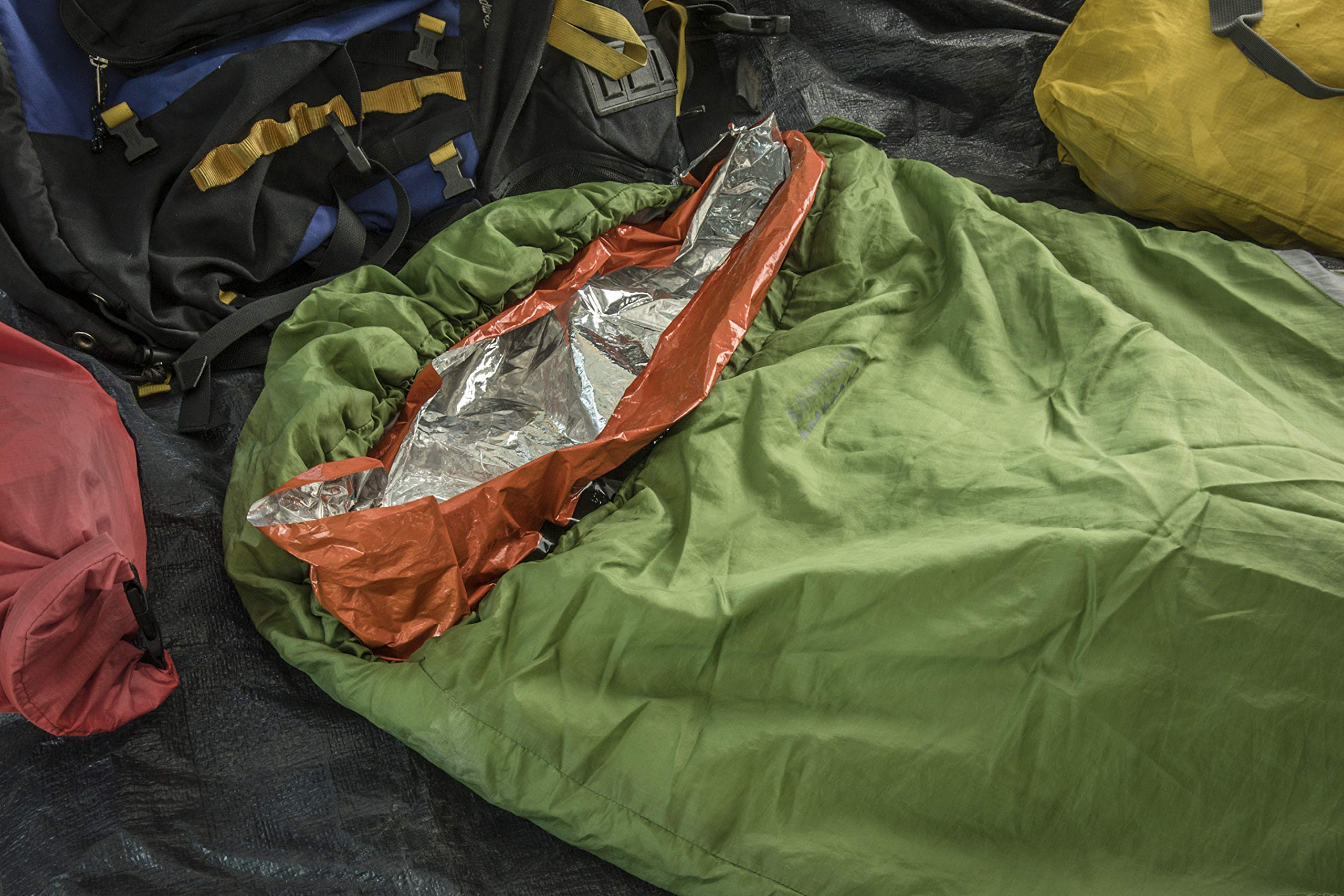 SE EB122OR-2 Notfallschlafsack mit Kordelzug-Tragetasche, Orange, 2 Stück