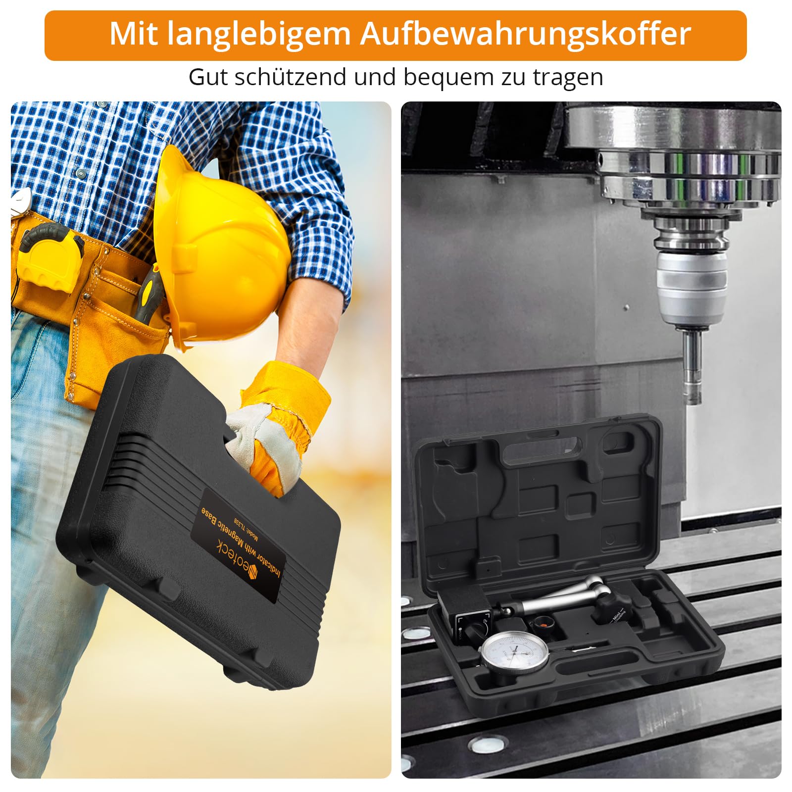 Neoteck Messuhr und Magnetstativ, Messtaster 0-20mm, Zentralklemmung Messuhrhalte 60 kg max. Zugkraft Basis Ständer für Messuhr