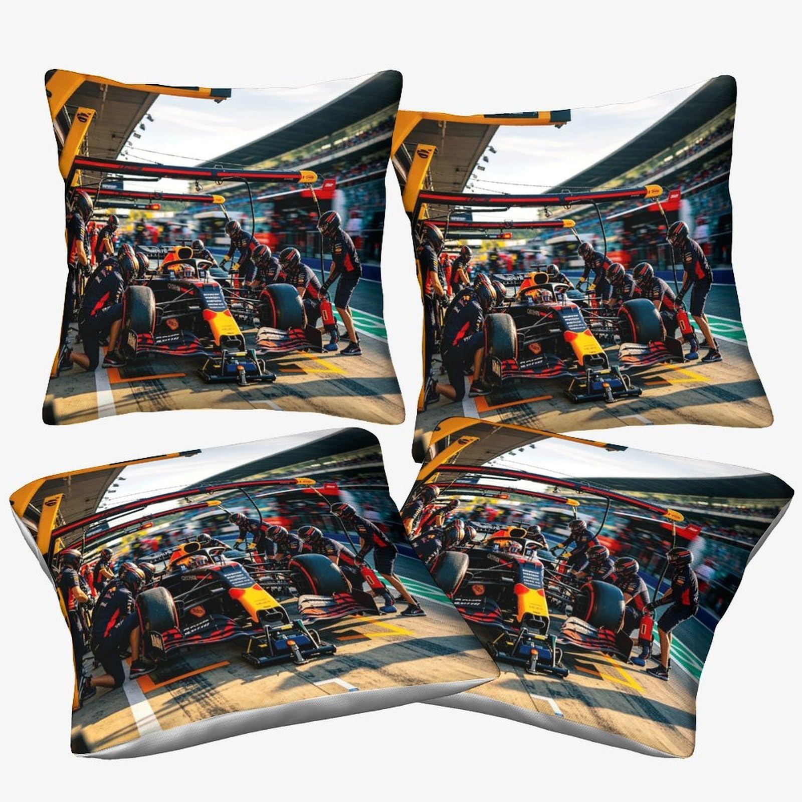Dafufbw Formulaa Racing-3 40X40cm, 4Pcs Cushion Cover Decor, Pit Stop Pillowcases, Microfiber Formulaa Racing Themed Throw Pillow Case Pillow Cover For Sofa Couch Bedroom