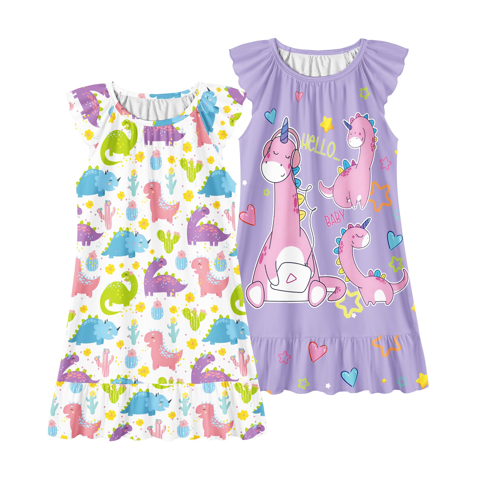 LQSZ Girls Nightgowns Soft Toddler Princess Pajamas Dress for Kids 2pcs