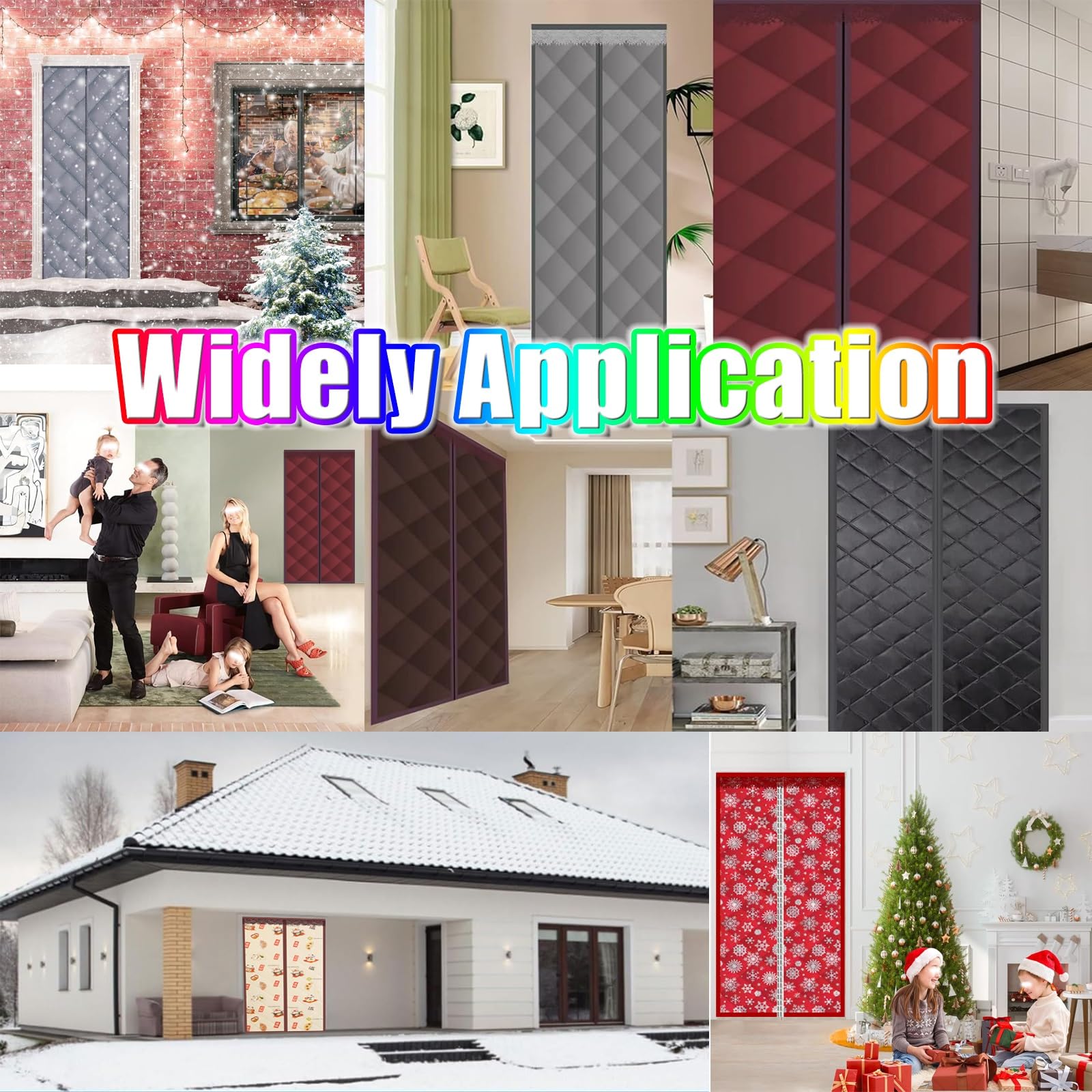Tenda per Porta Inverno Termica 250 x 230 cm Anti Freddo, Oscuramento, Insonorizzazione Termica Isolata Tenda per Porta per Camere da Letto, Balconi e Soggiorni, D