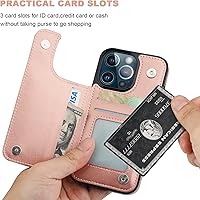 Vista 4 de ONETOP - Funda tipo cartera compatible con iPhone 13 Pro con soporte para tarjetas, funda de piel sintética con ranuras para tarjetas, doble cierre