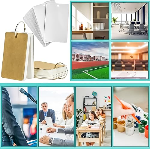 Miniatura 5 de MotBach 300 hojas de tarjetas flash blancas en blanco con anillos de carpeta, tarjetas de índice de 3.5 x 2.2 pulgadas, tarjetas de notas pequeñas,