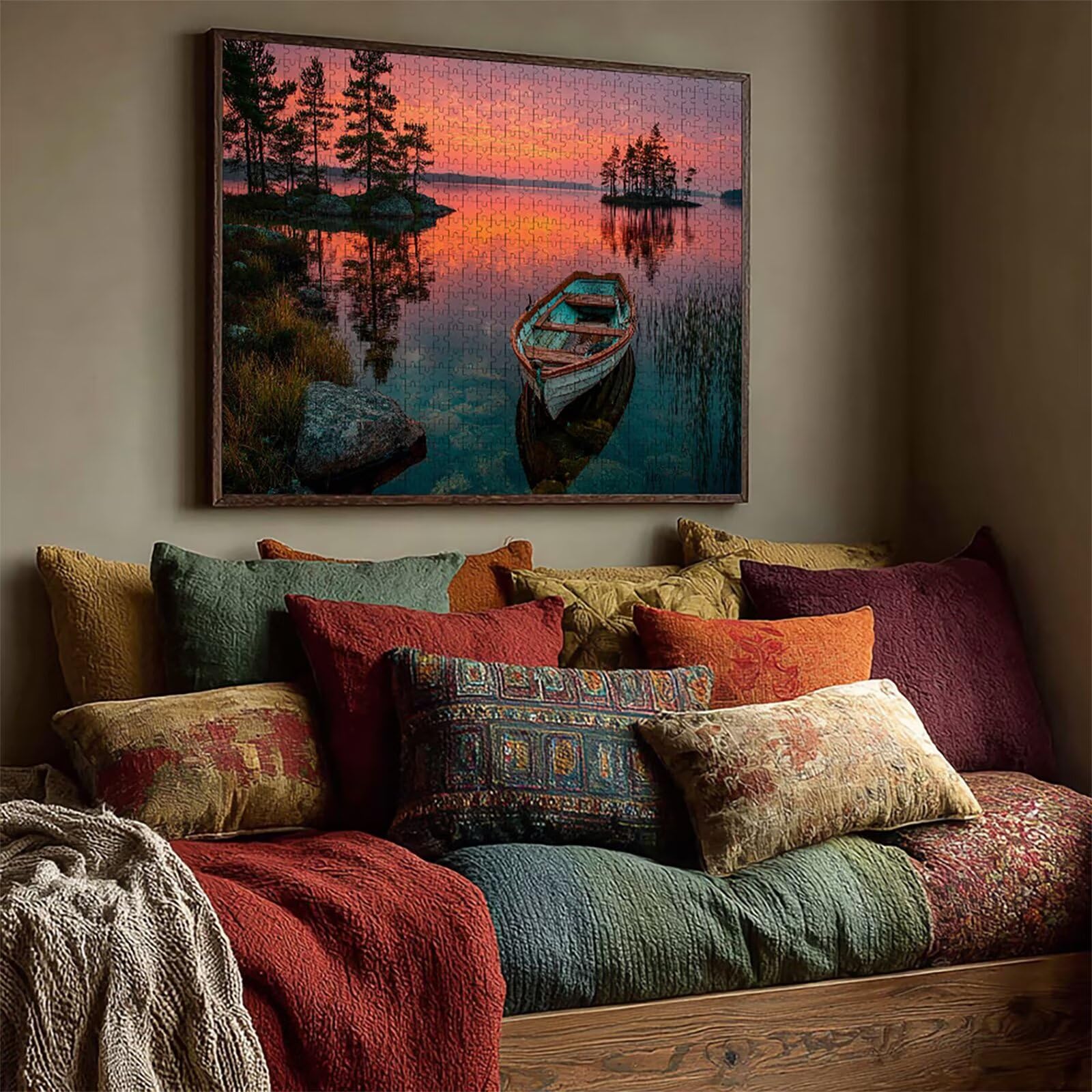 Puzzle Arte con Scatola Barca, Paesaggio Puzzle Legno 2000 Pezzi Adulti 99x70cm, Attività di Intrattenimento ad Alta Difficoltà, DIY Classici Gioco, Jigsaw Per Tutta La Famiglia, Estate Regalo, 4-1213