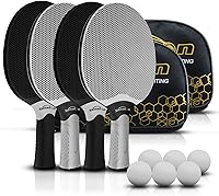 Senston Professional Ping Pong Paddle Set for 4 Players - 2 Composite Rubber Table Tennis Rackets, 3 Balls, Carry Bag - Indoor Outdoor