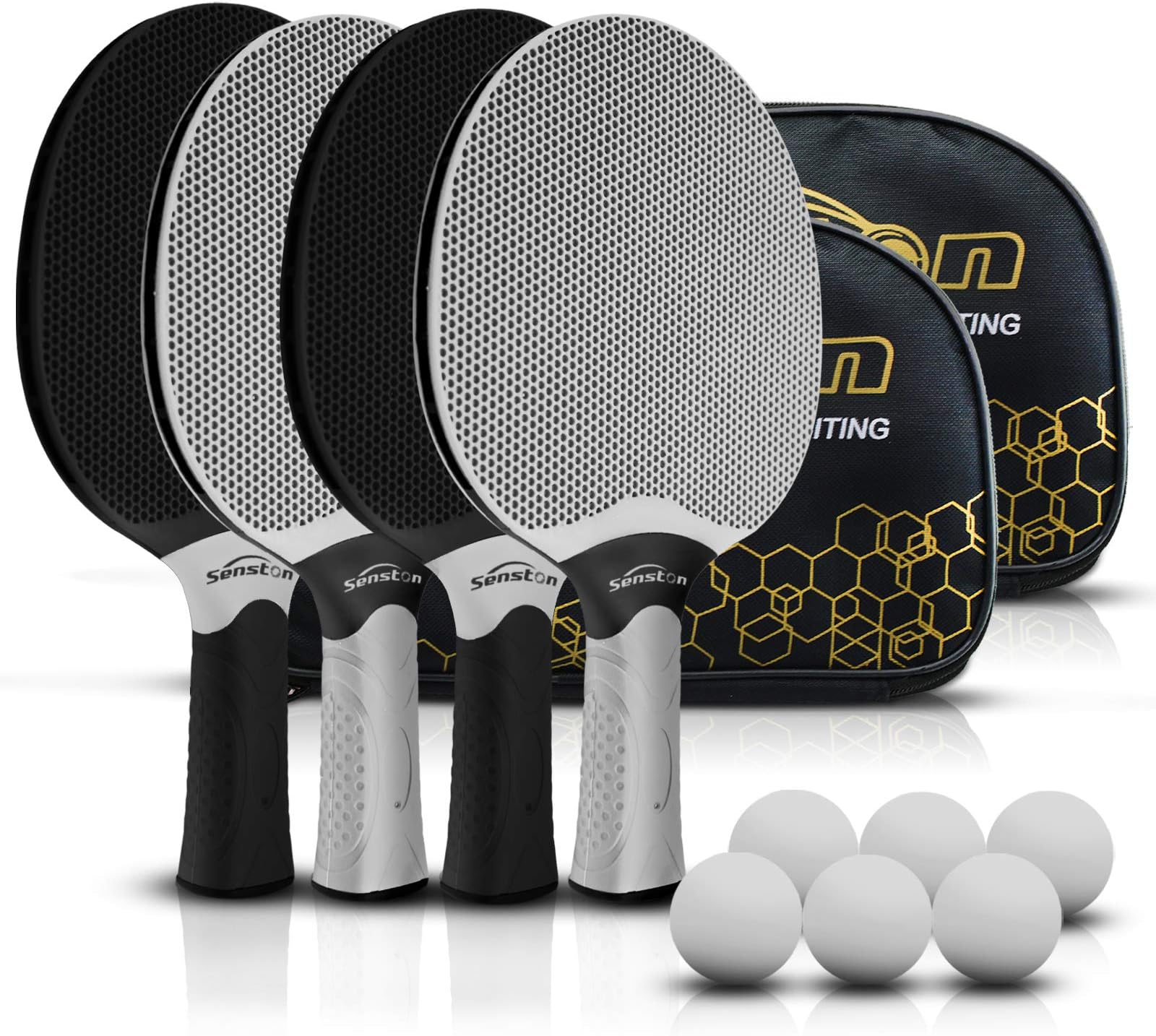 Senston Table Tennis Rackets Set,Professional Ping Pong Paddle Set for 2-4 Players, Composite Rubber Ping Pong Paddle, Indoor or outdoor games.