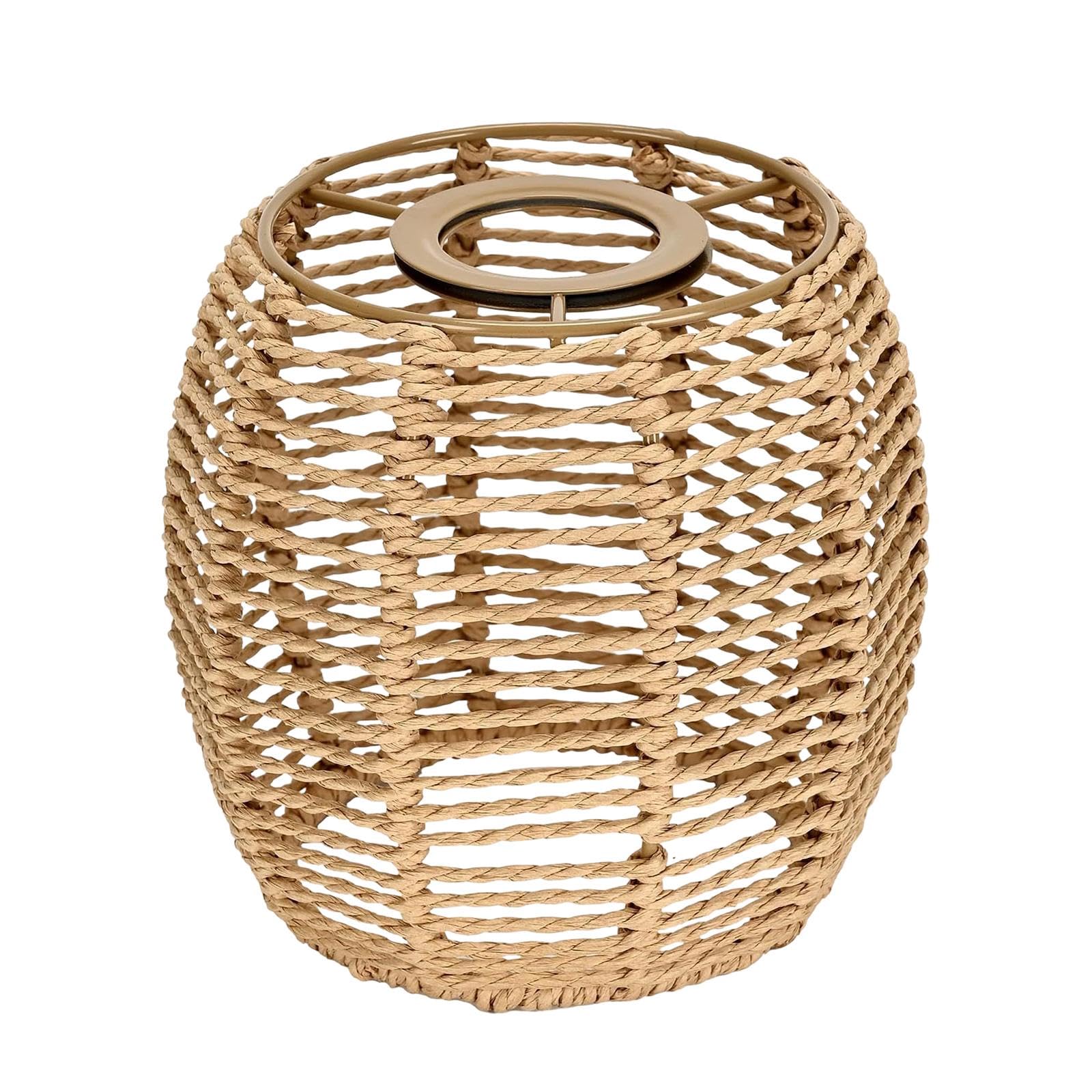 PETSOLA Rattan Lamp Shade Country Cottage Farmhouse Decor Paper Rope Woven Lampshade