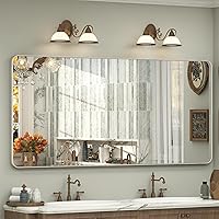 Vista 10 de Espejo rectangular para pared de baño de 20x30 pulgadas con marco negro mate, espejo de tocador con esquinas redondeadas, espejo de baño de metal