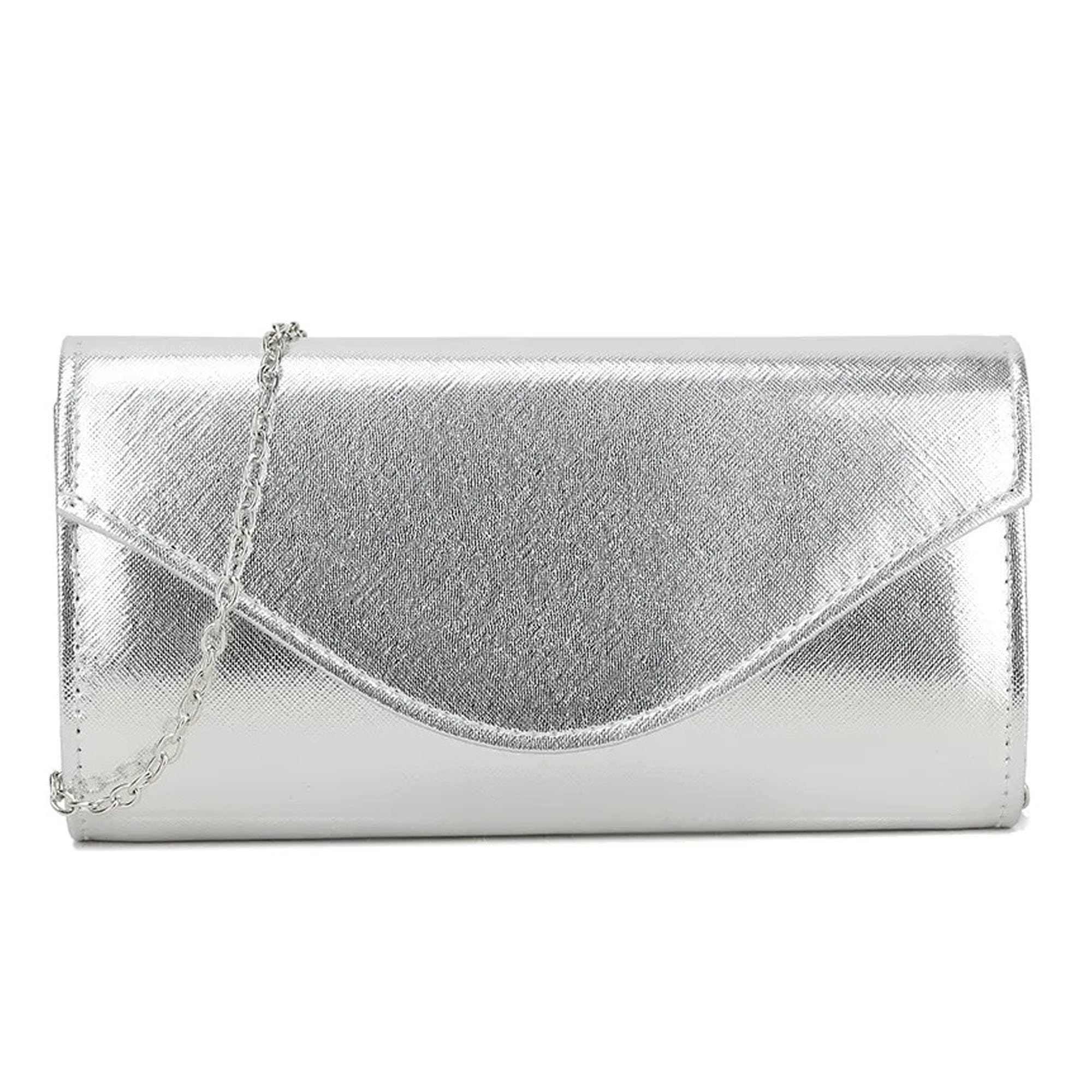 UShopUKMetallic Shiny Faux Leather Bridal Prom Wedding Evening Clutch Party Purse Hand Bag