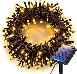 Solar Lights Outdoor Garden String, 6M/20FT 60 LED Fairy Lights Solar Powered Waterproof, 8 Modes Solar Tree Light for Patio Yard Party Fence Christmas Decorations, Warm White