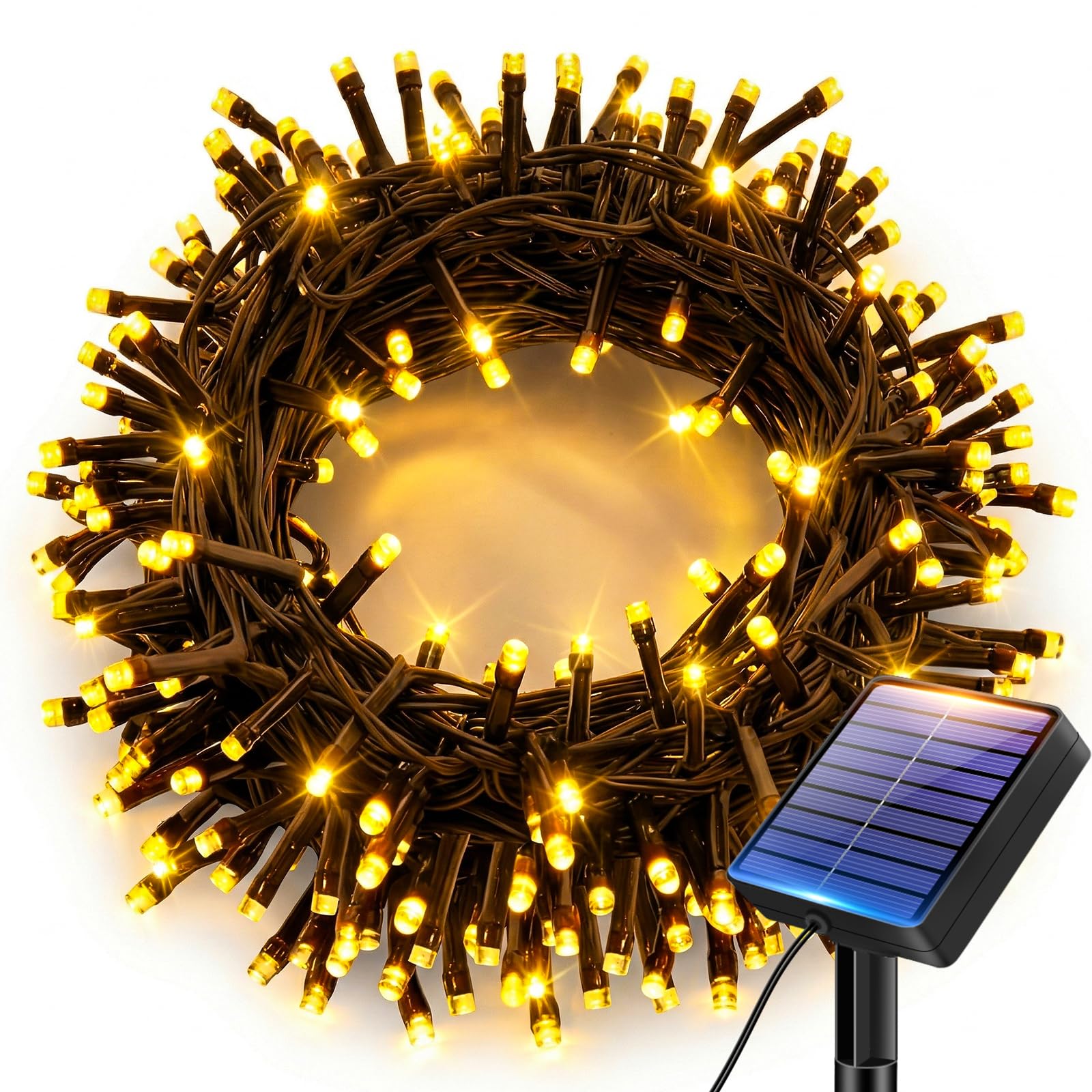 bitjam Solar Lights Outdoor Garden String, 6M/20FT 60 LED Fairy Lights Solar Powered Waterproof, 8 Modes Solar Tree Light for Patio Yard Party Fence Christmas Decorations, Warm White