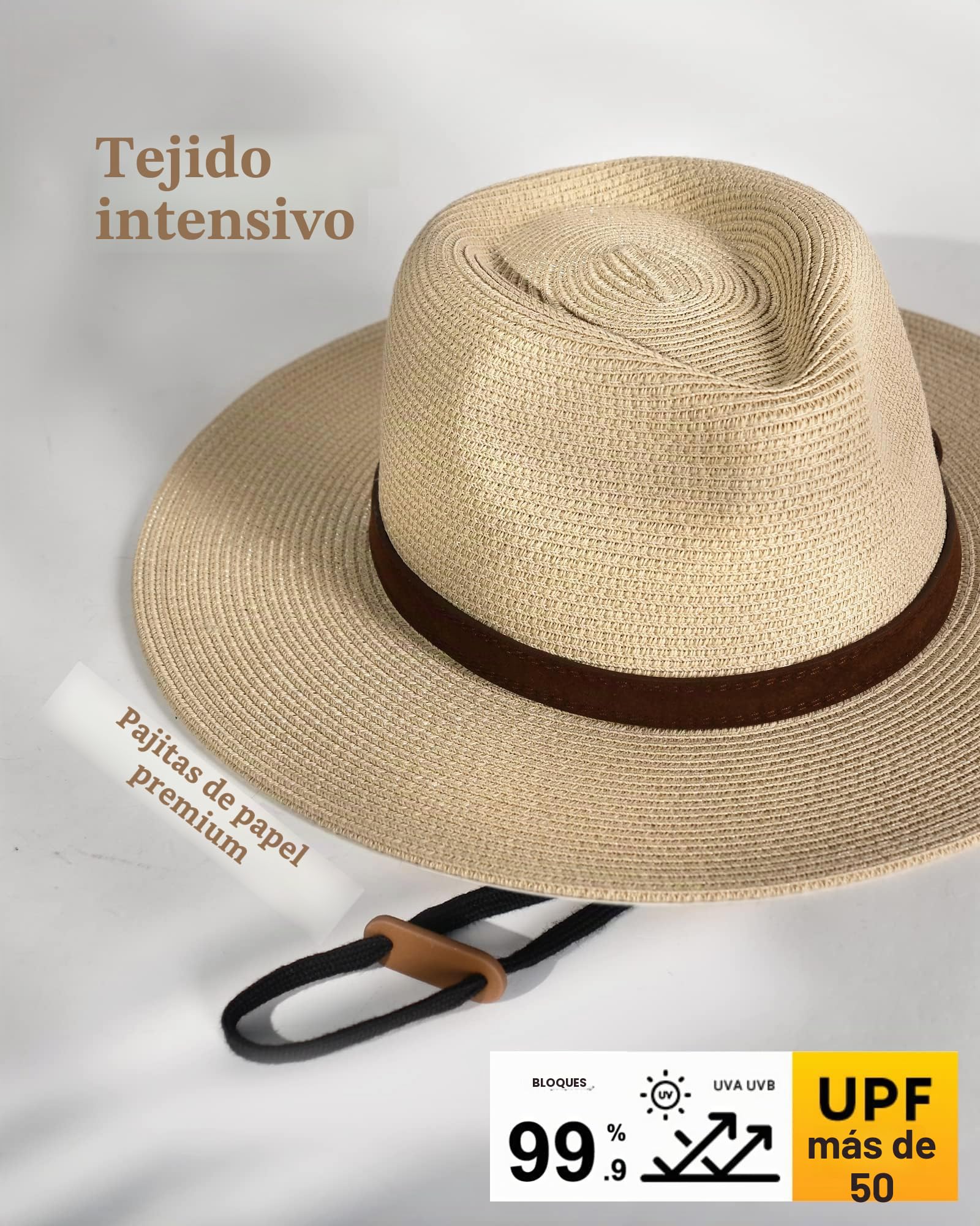FURTALK Sombrero de Paja de ala Ancha Unisex para Hombres y Mujeres Sombrero de Paja Ajustable