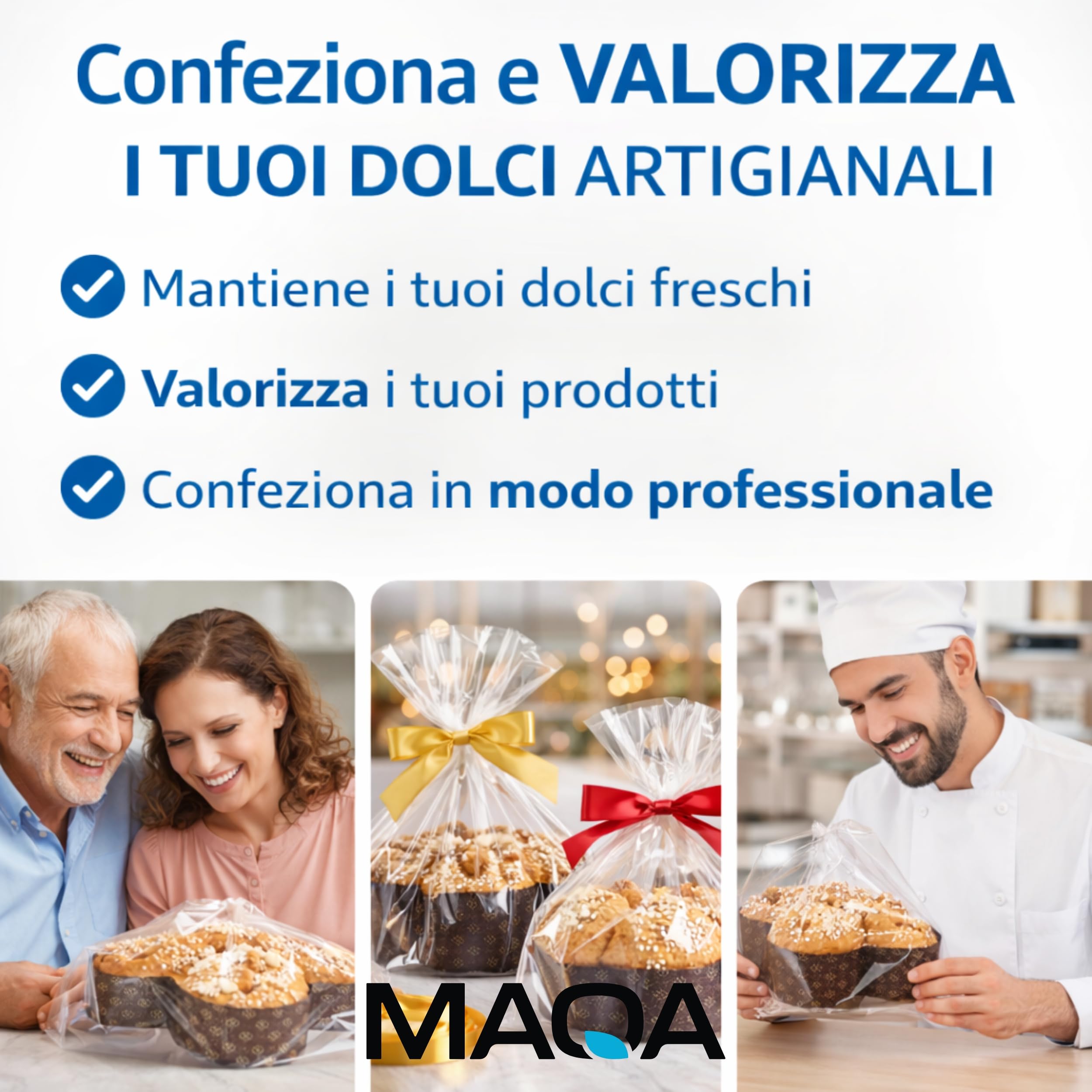 50 Buste Trasparenti Per Confezioni Alimentari in Polipropilene PP, IDEALE PER: Colomba, Panettone e Pandoro, Idonee al Contatto Alimentare, Alta Trasparenza, (50 Buste Porta Colombe, 35 x 43 cm)