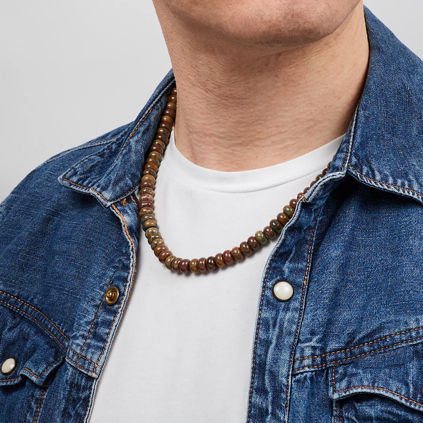 Collar de Cuentas para Hombre | Collar de Cristal Curativo de Piedras Preciosas Naturales de 8 mm Para Hombres Hecho a mano para Hombres
