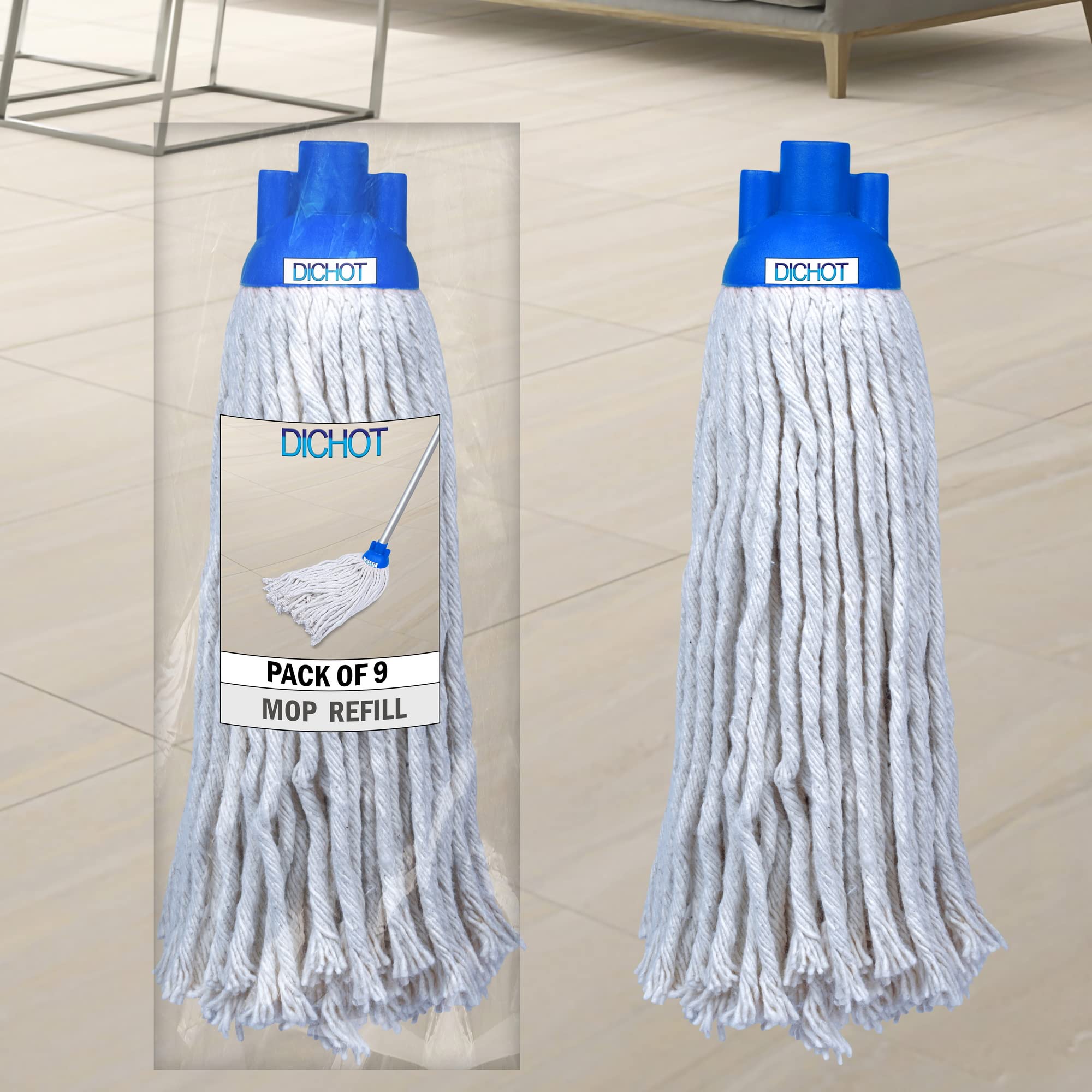 DICHOT Round Mop Cotton Refill Replaceable mop Head (Blue) 250 GM Pack of 1 (Pack of 9) (B09TB9N8DD) Amazon Price History, Amazon Price Tracker