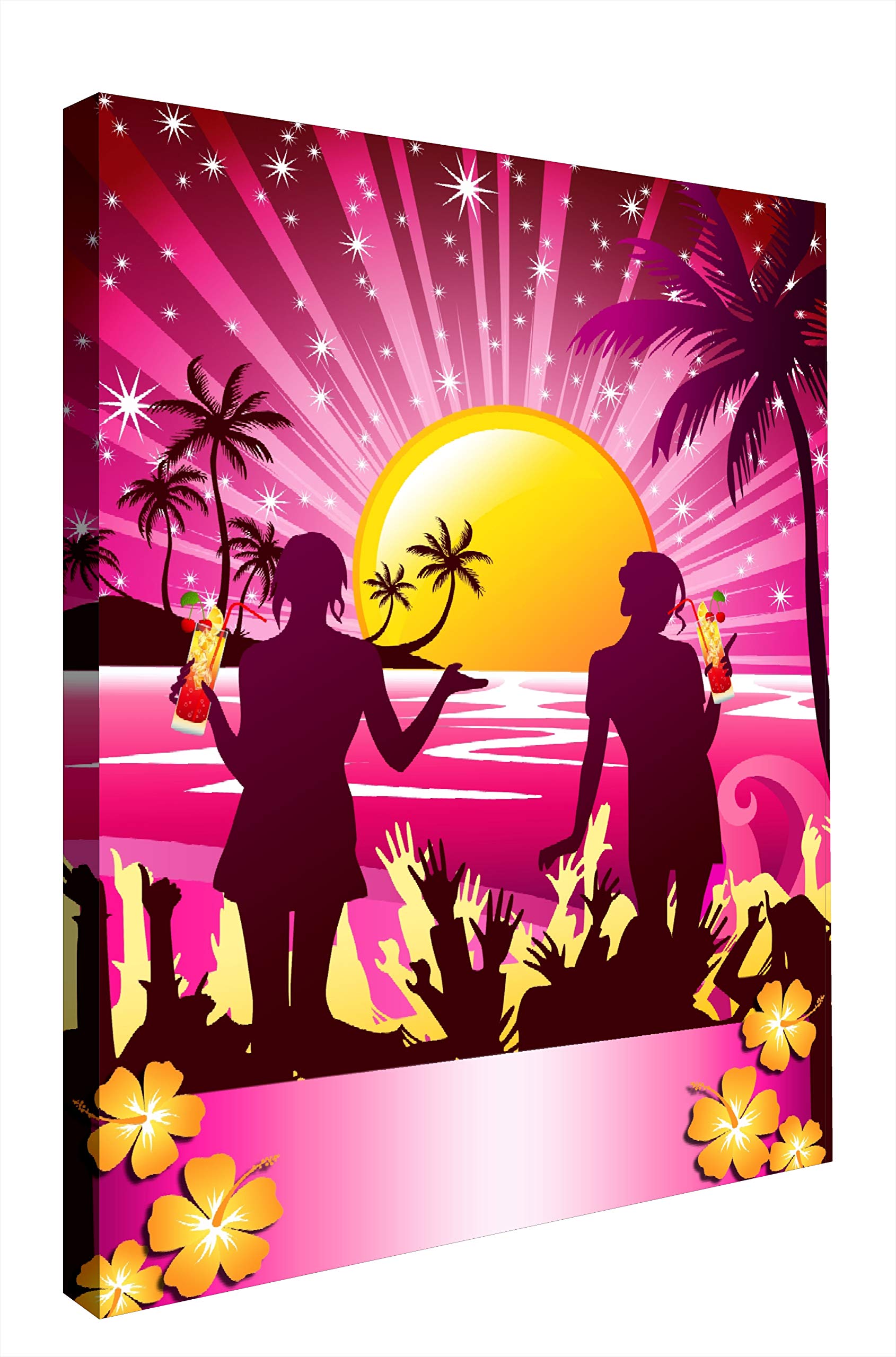 Tableau LED Sunset Party déco multicolore en méthacrylate pour votre séjour