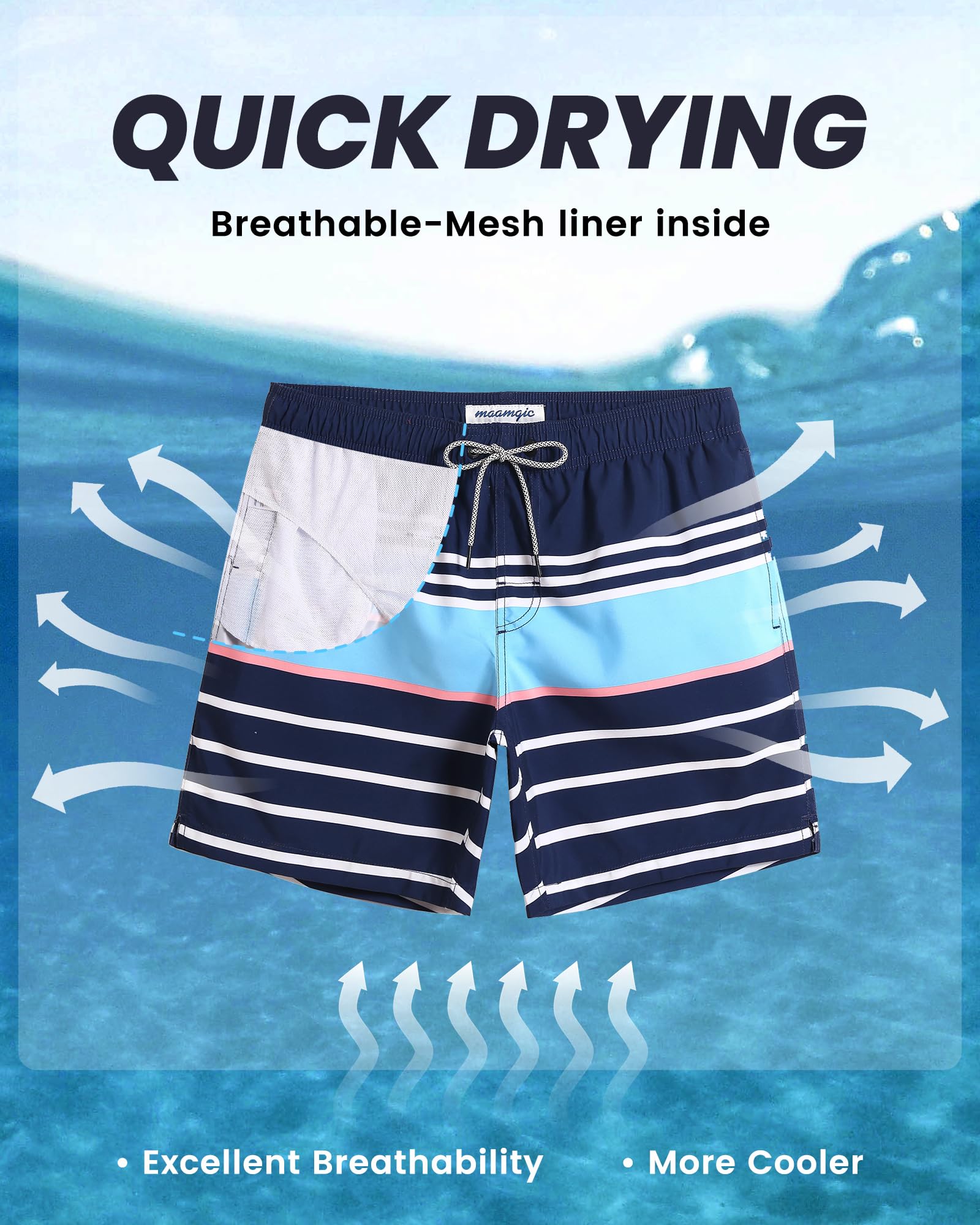 MaaMgic Pantaloncini da Bagno da Uomo Asciugatura Veloce Costume da Bagno per Surf sulla Spiaggia Multi-funzioni Allenamento casa con Fodera in Mesh con Fodera in Mesh