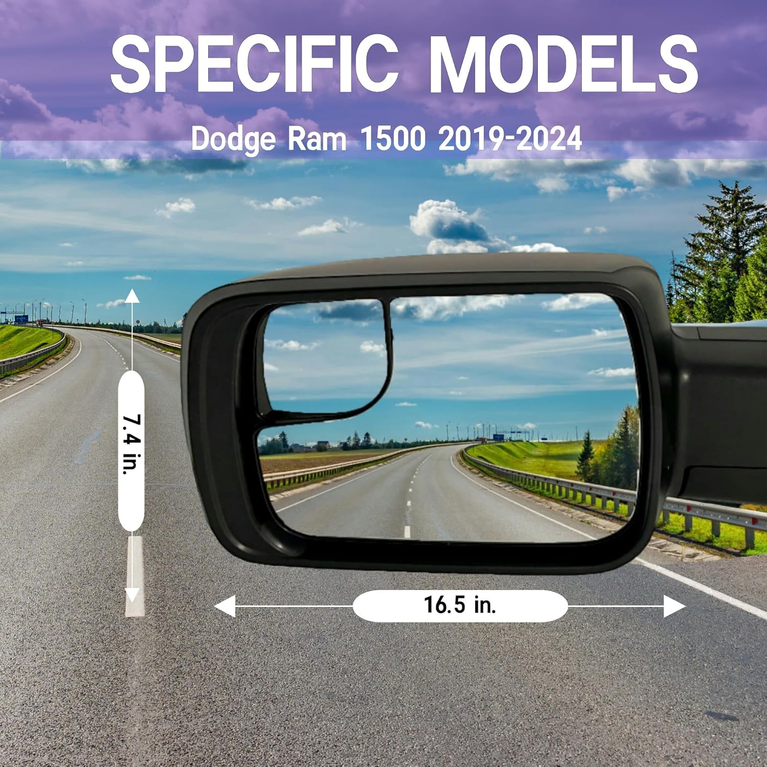 Right Passenger Side Mirror Compatible With Dodge Ram 1500 2019-2024 With Power and Heated Glass, Turn Signal Light and Puddle Light,Manual Folding/Textured Back