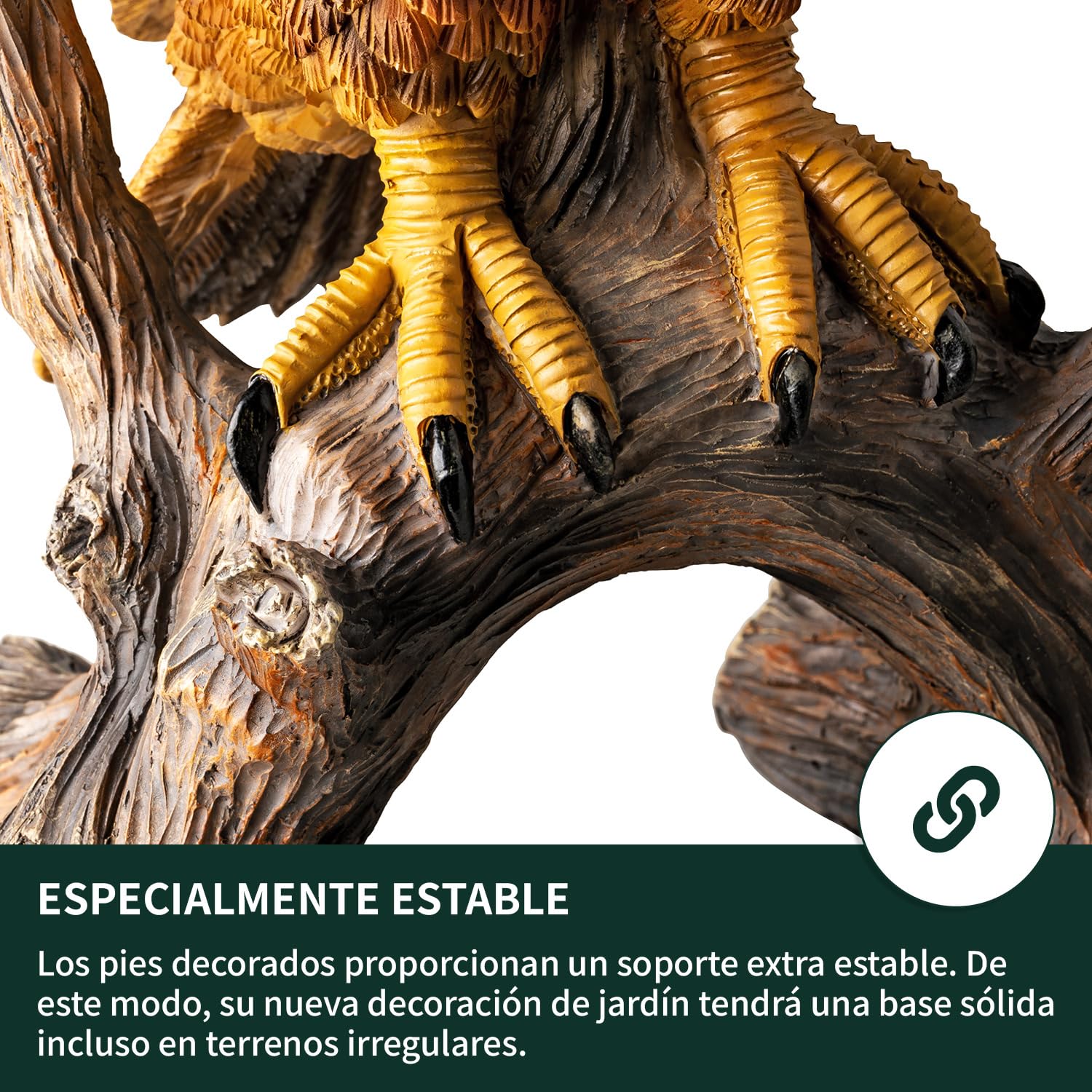 VERDOBA - Figura de águila de poliresina, grande - Estatua de águila de resina, resistente a las heladas y tamaño real - Figuras de jardín para exterior XXL - Figura decorativa de jardín grande