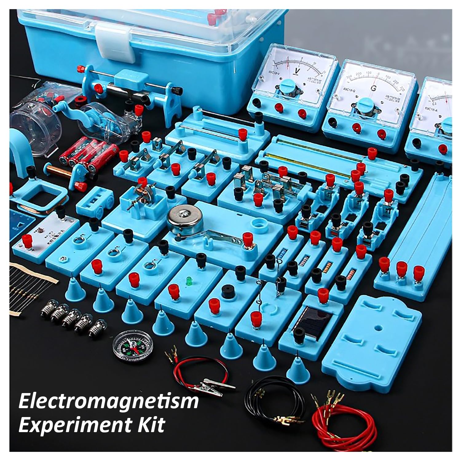 Kits de Experimentos de Circuito y Magnetismo, Electromagnetismo Kit, JEscuela Imanes Experimento Educación Proyectos de Física, 132 pcs con Instrucciones de Funcionamiento