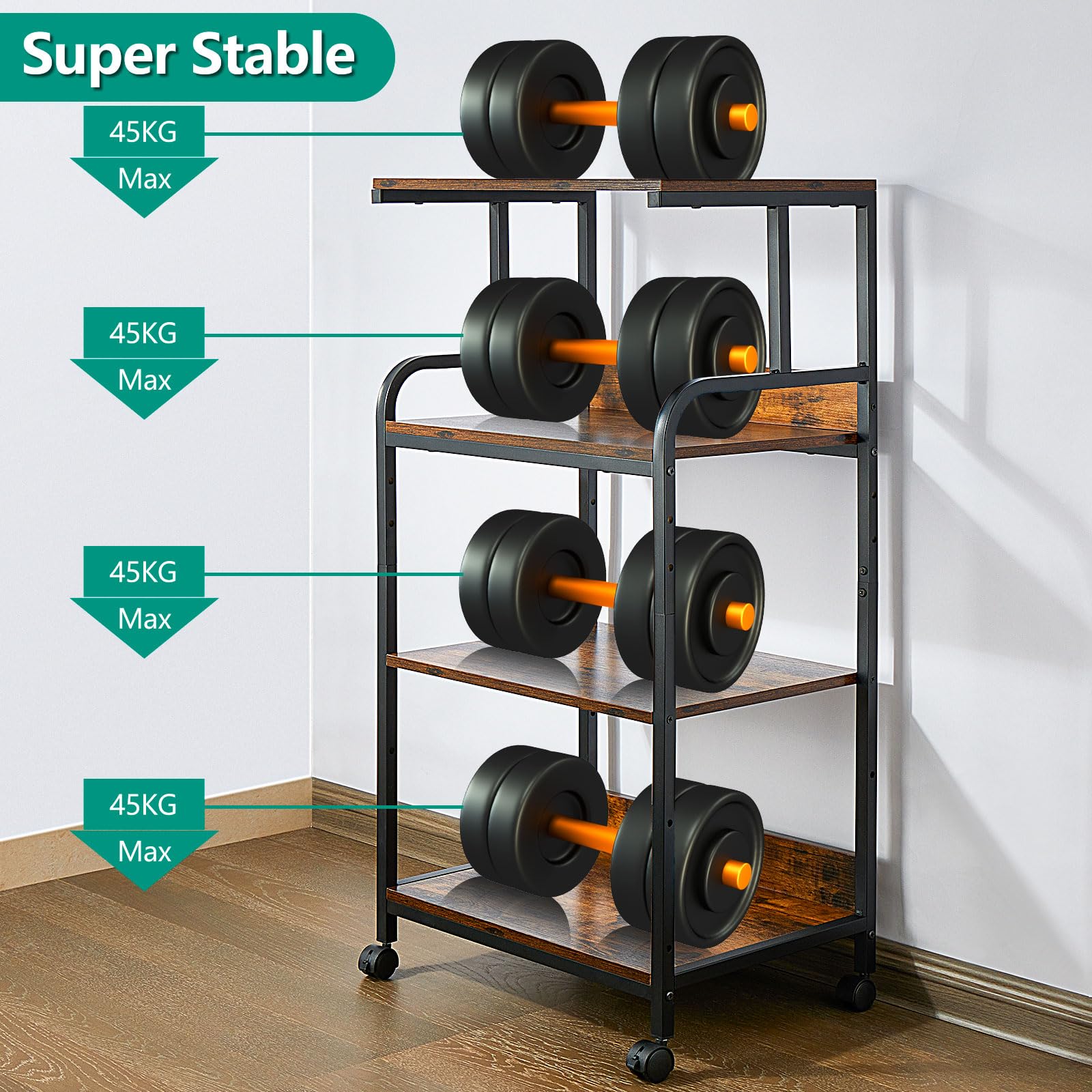 Soportes de impresora de 4 niveles, escritorio de impresora con ruedas, soportes multiusos para impresora de oficina y hogar, estantería para impresoras u oficina para máquinas de fax, 4