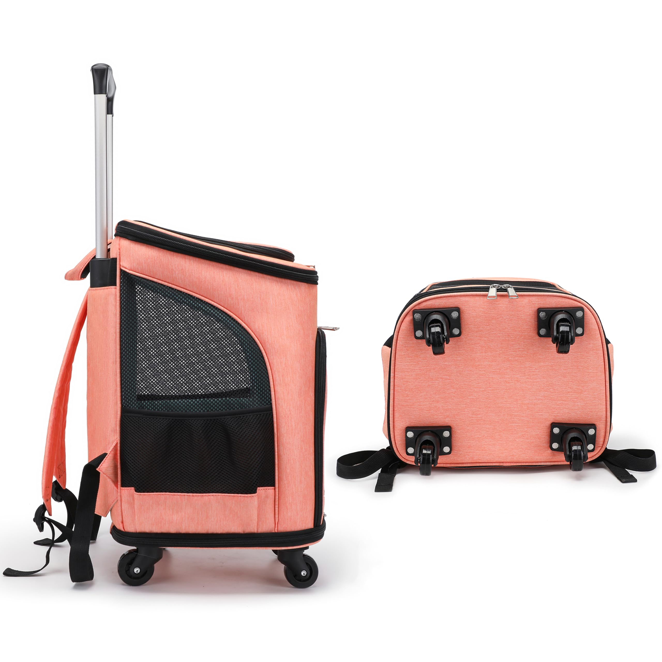 Zaino Trolley per Animali Domestici Pieghevole, Trasportino Gatto Cane con Ruote, Borsa Trasporto Gatti, Borsa Multifunzione Traspirante per Cani Piccoli fino a 8kg