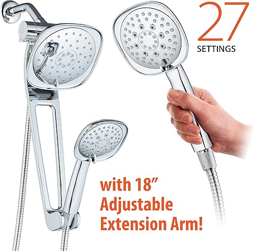 Miniatura 3 de AQUABAR - Sistema combinado de spa cuadrado de alta presión de 3 vías con brazo de extensión ajustable de 18 pulgadas para un fácil alcance y