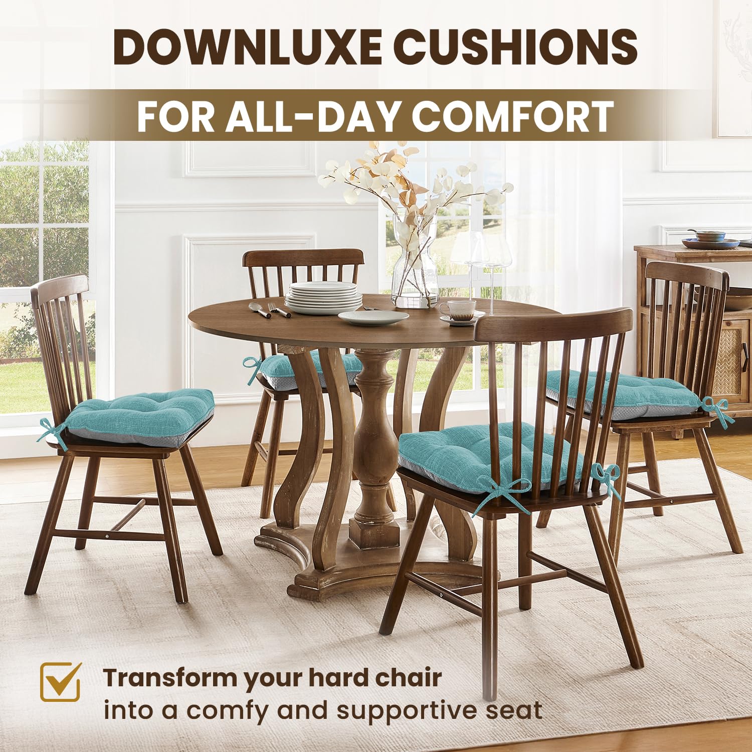 Amazon.com: downluxe Indoor Chair Cushions for Dining Chairs